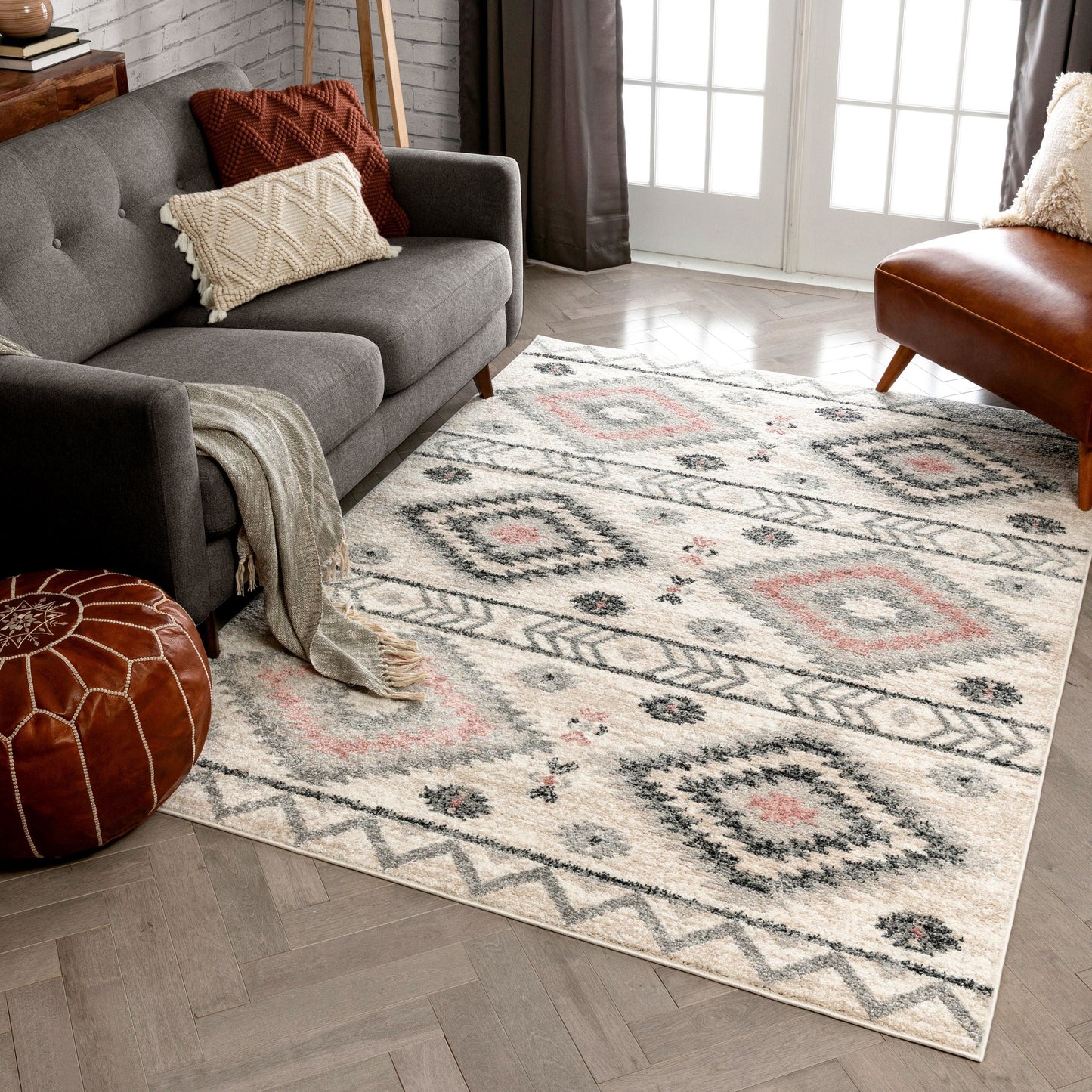 Prato Tribal Southwestern Geometric Pink Rug MA-19