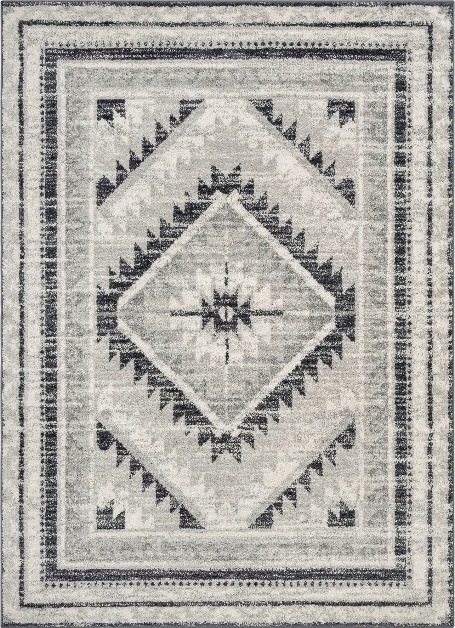 Pisa Aztec Tribal Southwestern Grey Rug MA-37