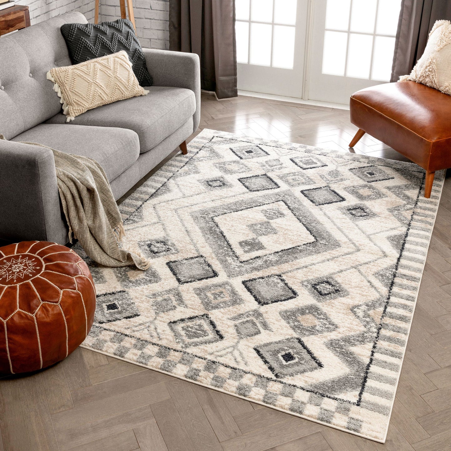 Asti Moroccan Diamond Pattern Beige Rug MA-42