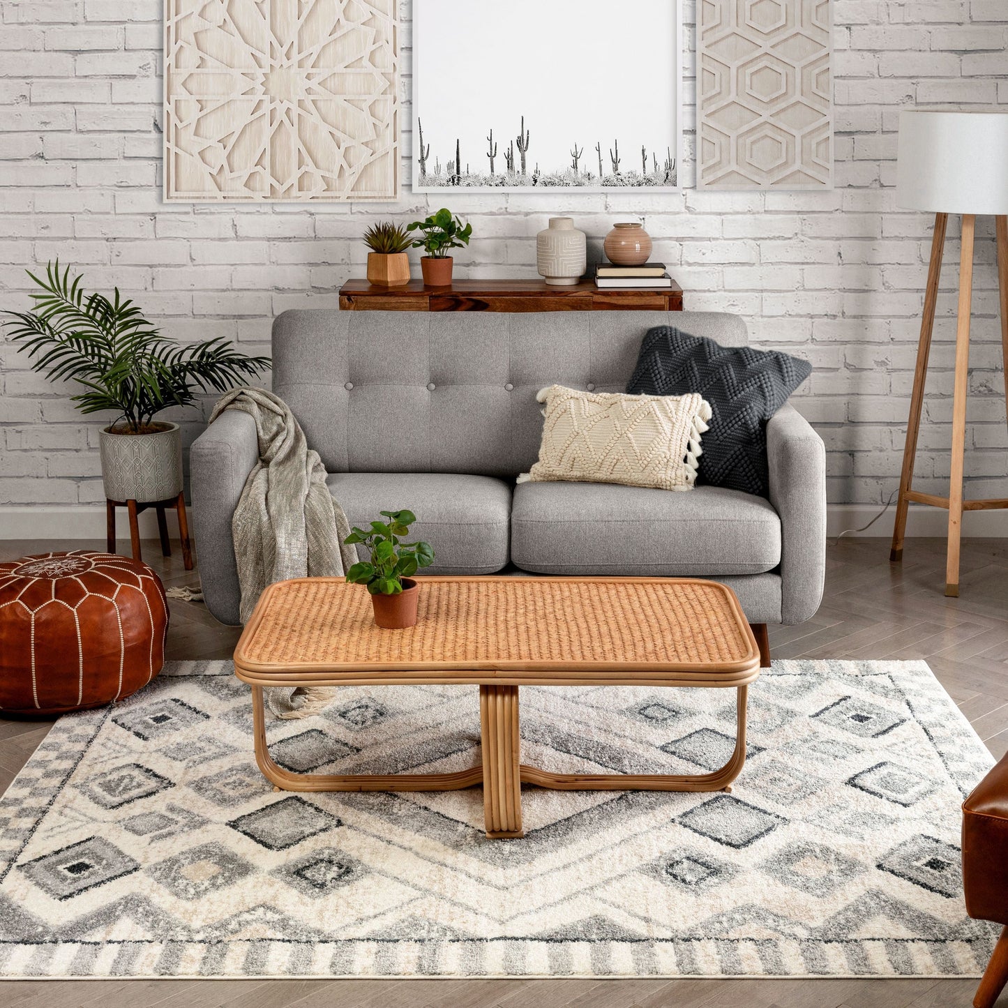 Asti Moroccan Diamond Pattern Beige Rug MA-42