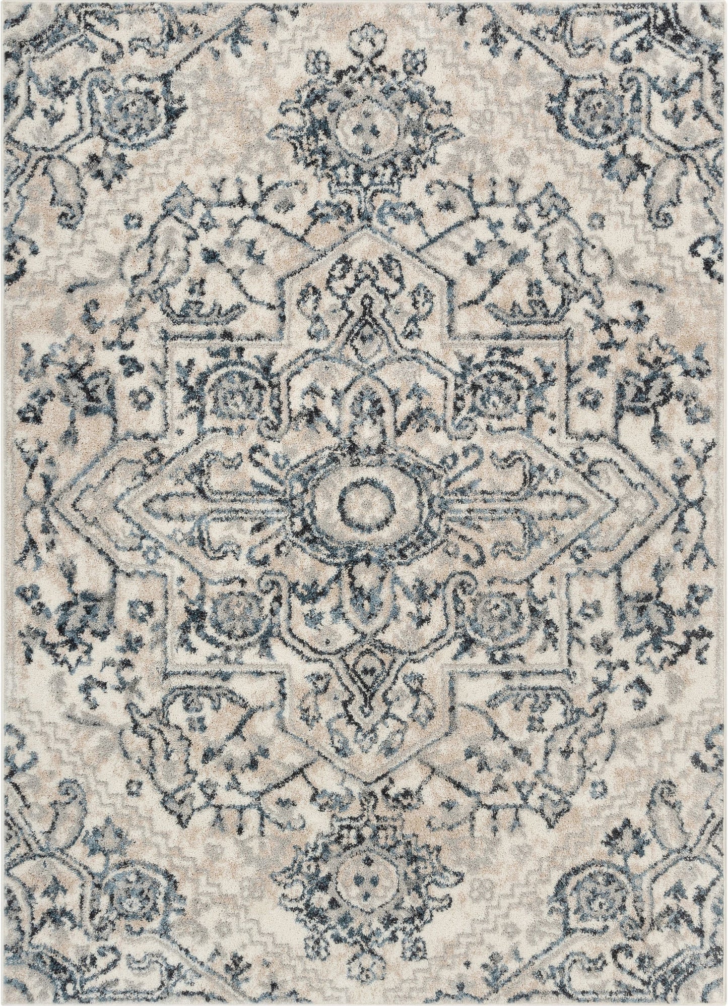 Carpi Vintage Bohemian Medallion Blue Rug MA-54