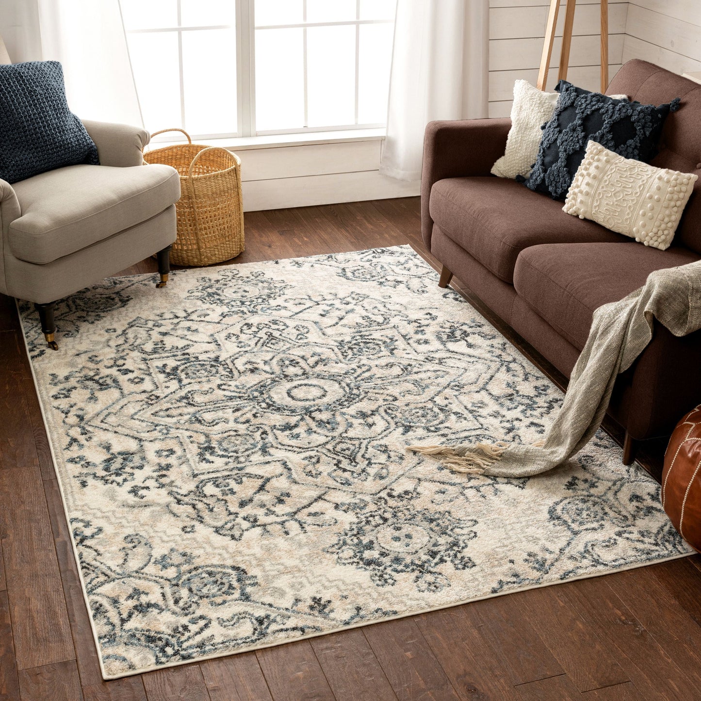 Carpi Vintage Bohemian Medallion Blue Rug MA-54