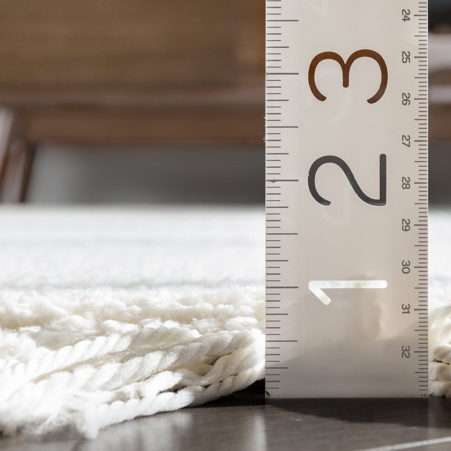 Monroe Solid & Striped Textured Ivory Ultra Soft High-Low Shag Rug MAI-32