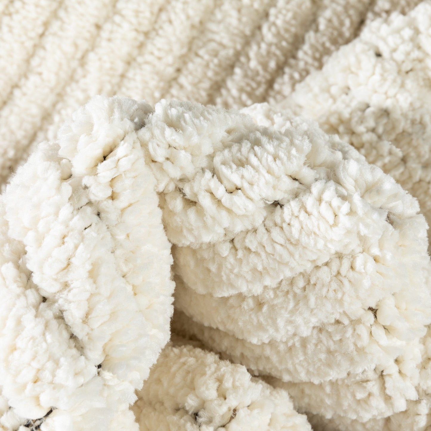 Monroe Solid & Striped Textured Ivory Ultra Soft High-Low Shag Rug MAI-32