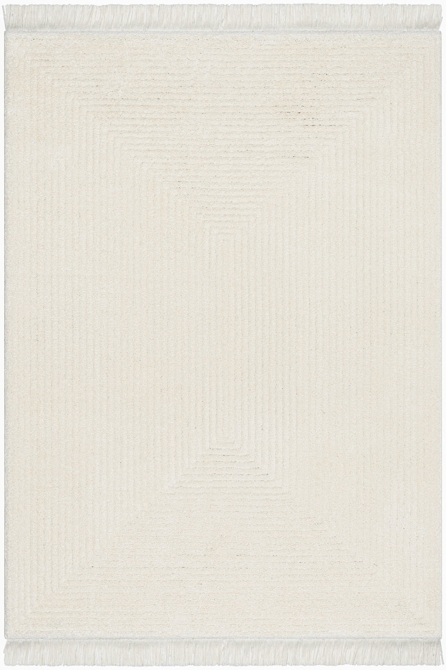 Monroe Solid & Striped Textured Ivory Ultra Soft High-Low Shag Rug MAI-32
