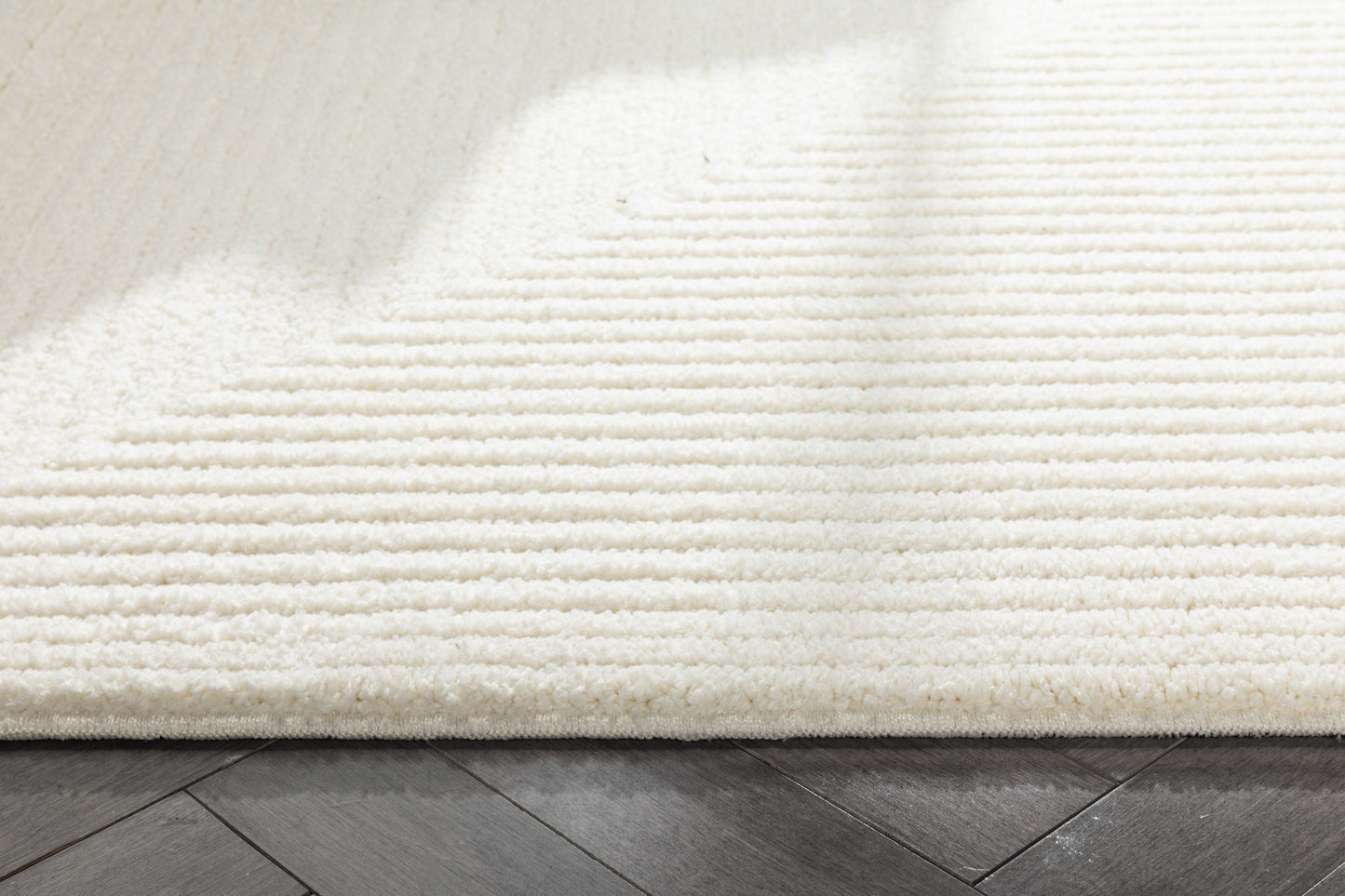 Monroe Solid & Striped Textured Ivory Ultra Soft High-Low Shag Rug MAI-32