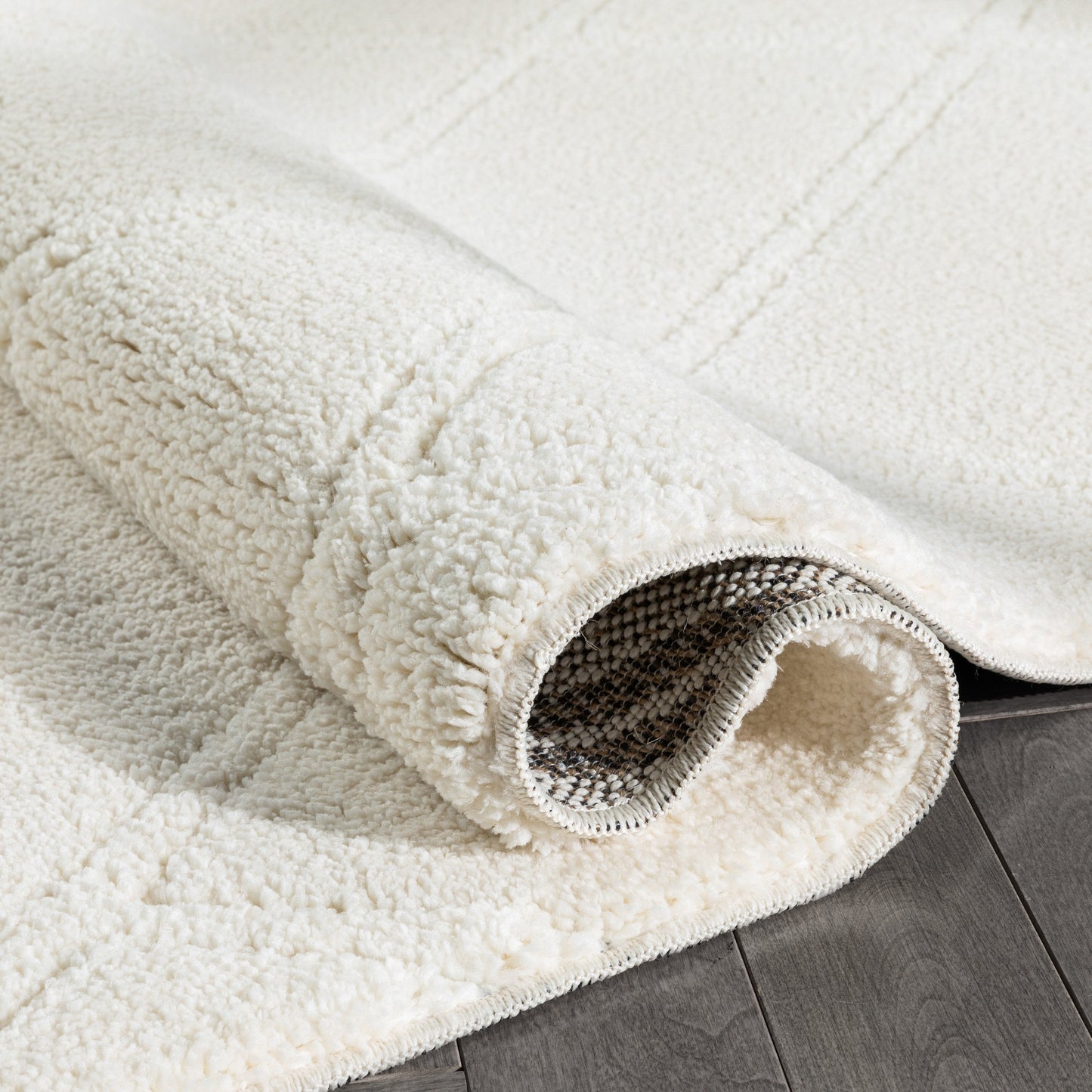 Firth Moroccan Trellis Textured Ivory Ultra Soft High-Low Shag Rug MAI-52