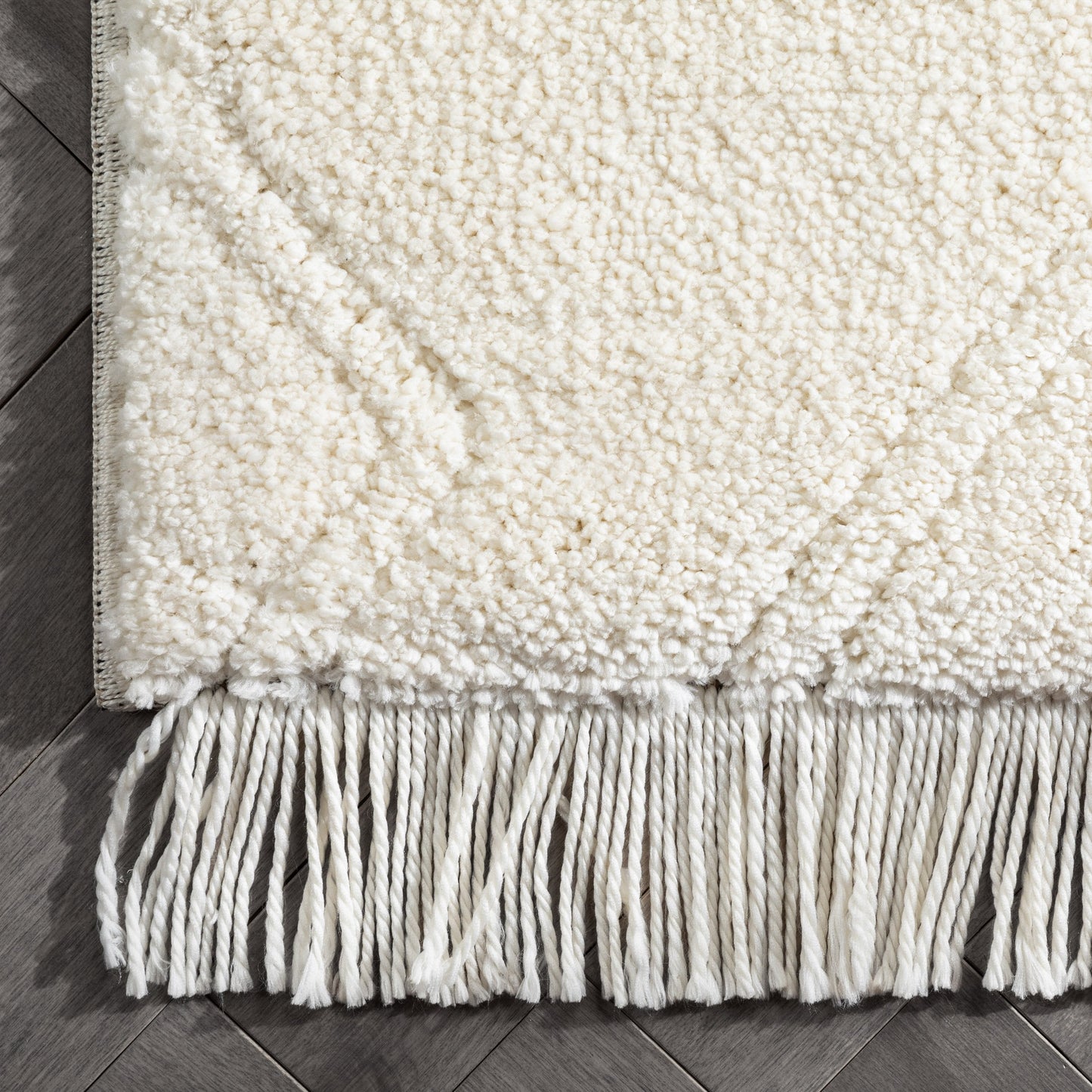 Firth Moroccan Trellis Textured Ivory Ultra Soft High-Low Shag Rug MAI-52