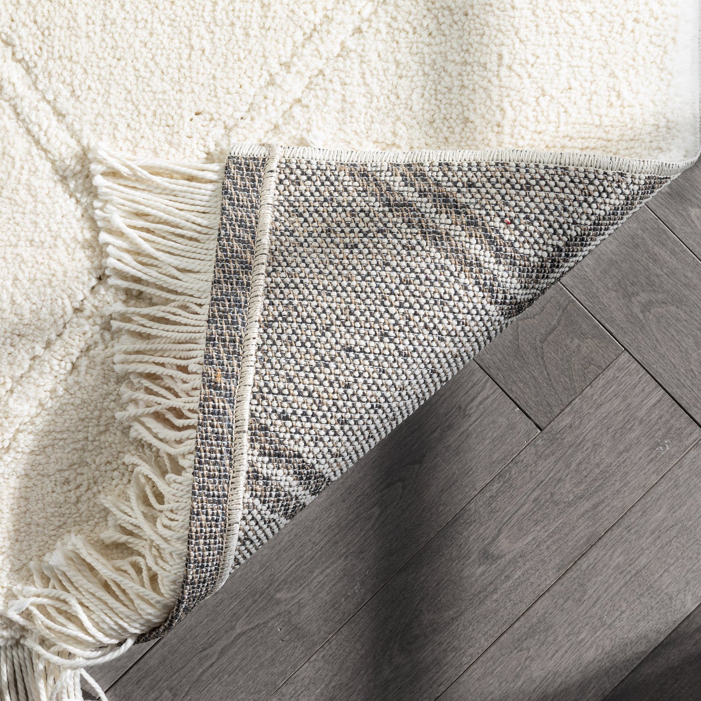 Firth Moroccan Trellis Textured Ivory Ultra Soft High-Low Shag Rug MAI-52