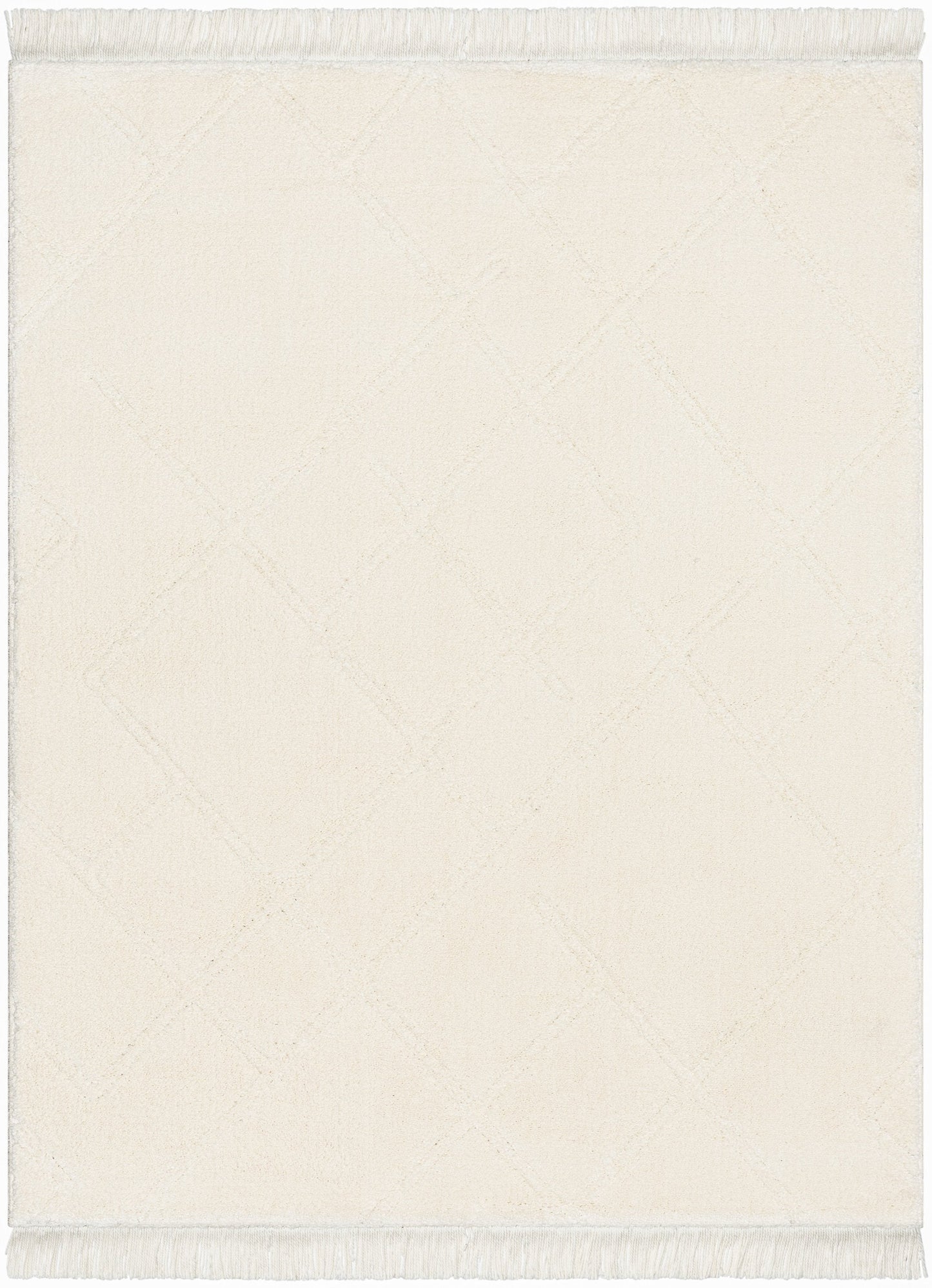 Firth Moroccan Trellis Textured Ivory Ultra Soft High-Low Shag Rug MAI-52