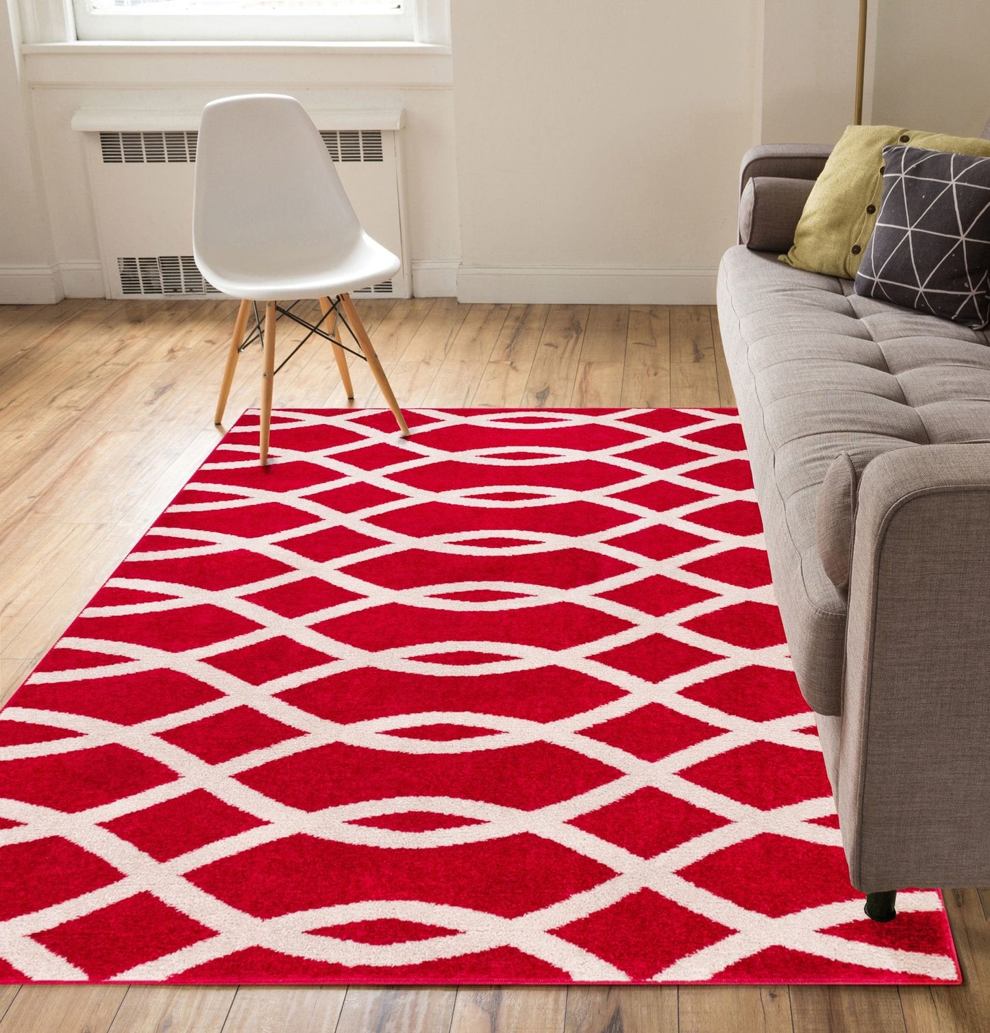 Poofy Red Moderm Trellis Rug MC-90