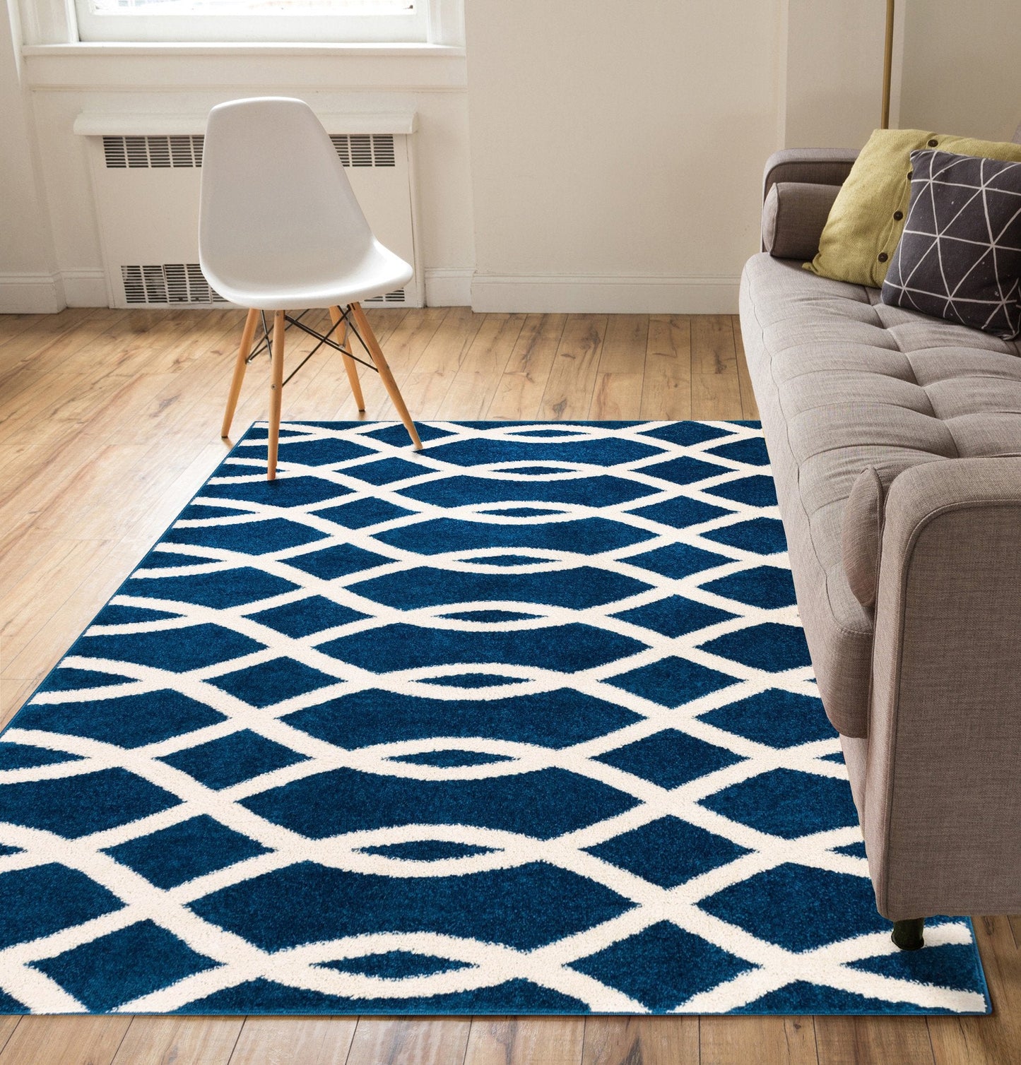 Poofy Blue Moderm Trellis Rug MC-94