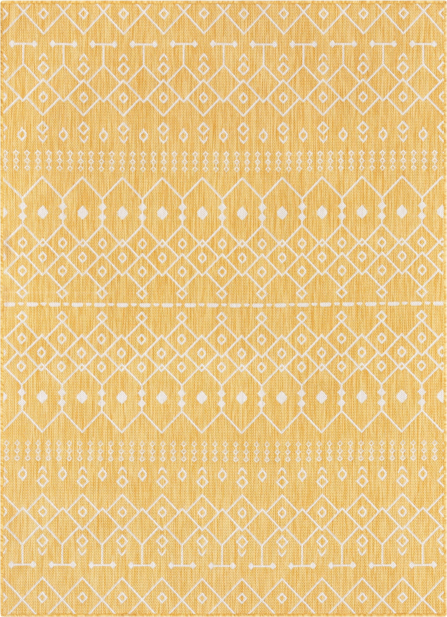 Nord Moroccan Tribal Indoor Outdoor Yellow Flatweave Rug MED-151