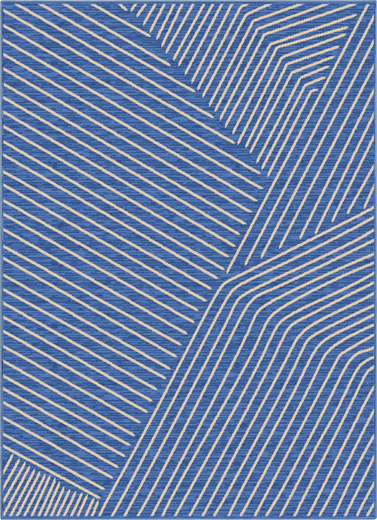 Linden Modern Stripes Indoor/Outdoor Blue Flat-Weave Rug MED-164