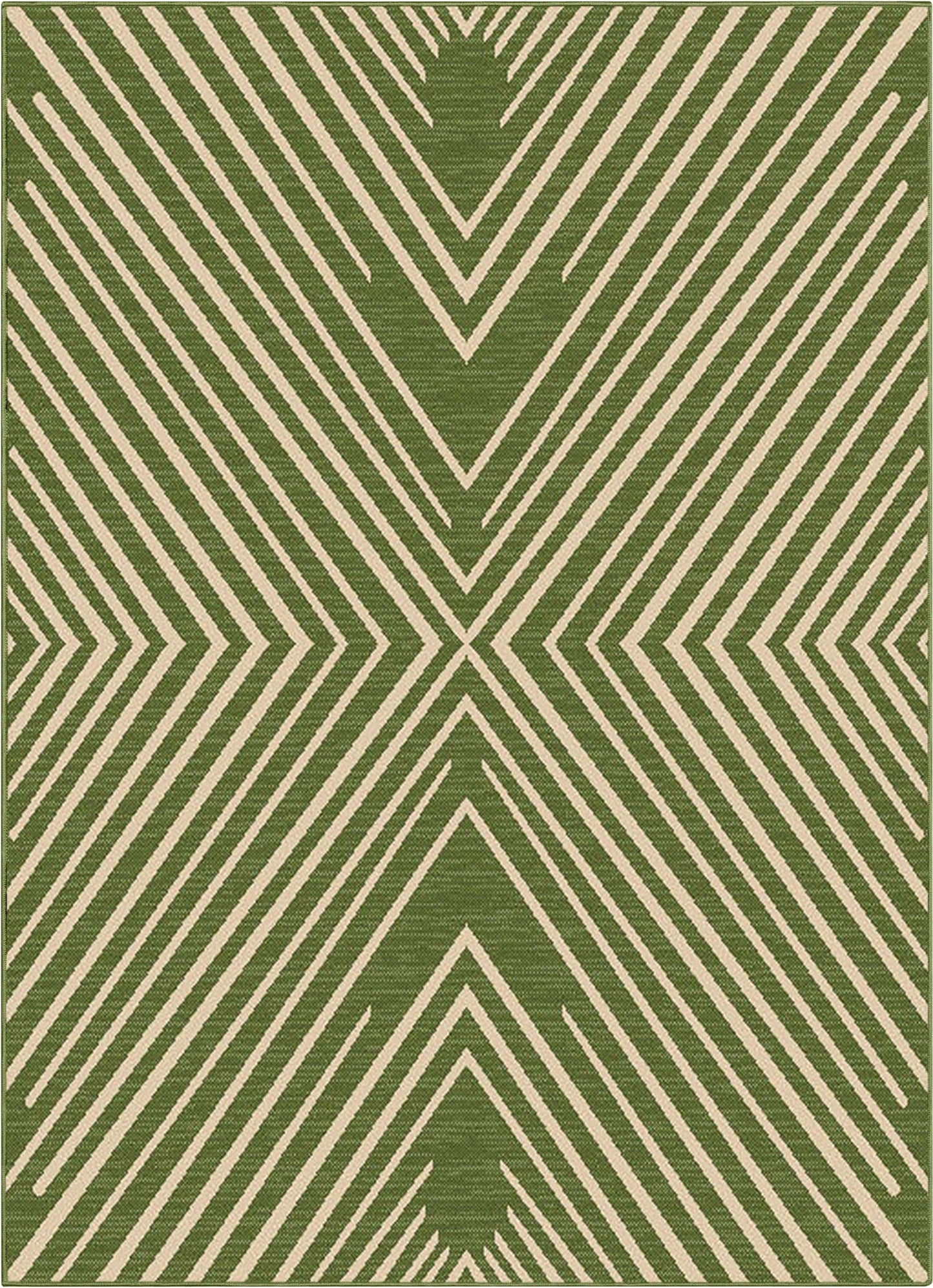 Kesia Modern Stripes Indoor/Outdoor Green Flat-Weave Rug MED-185