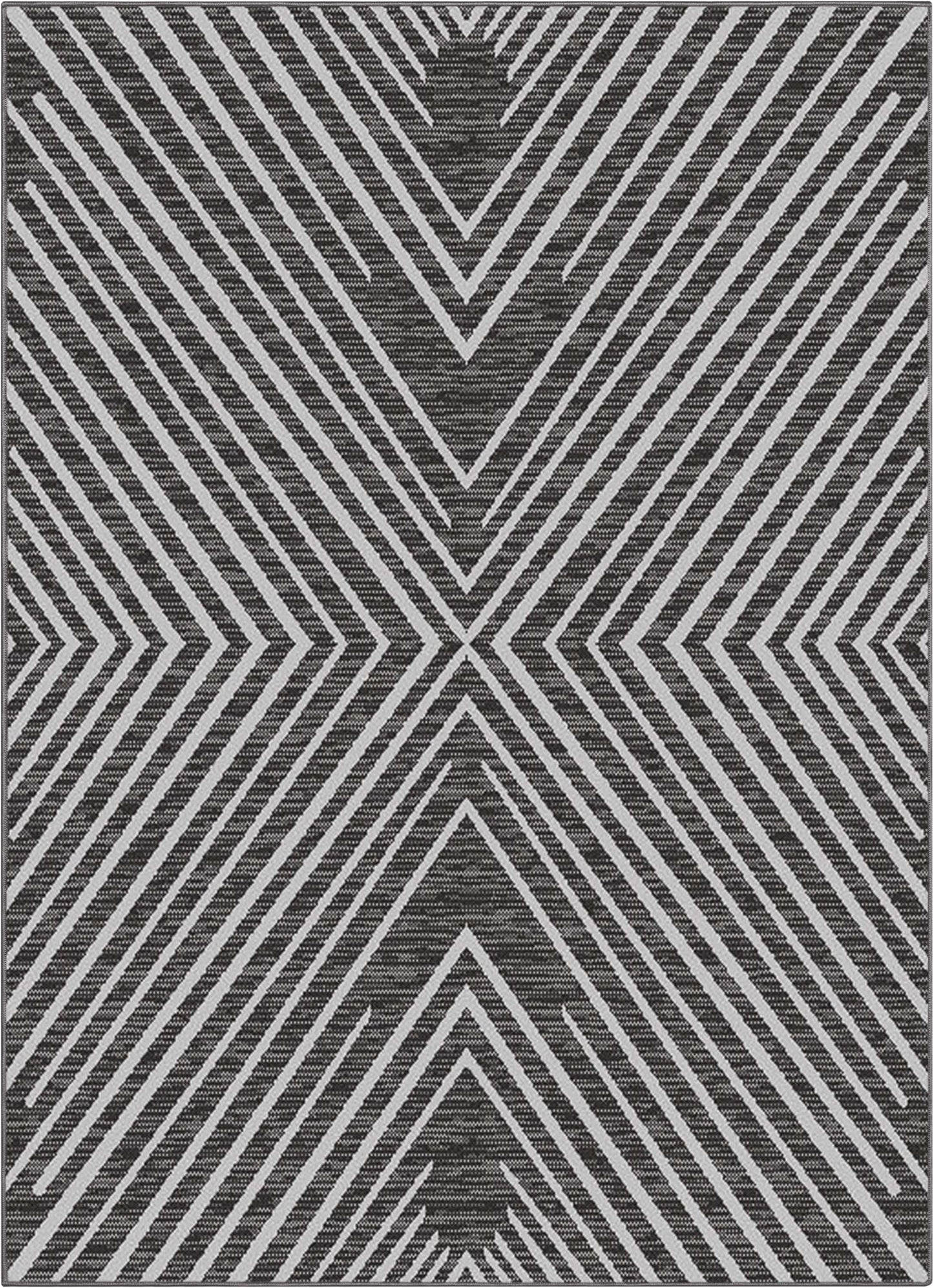 Kesia Modern Stripes Indoor/Outdoor Grey Flat-Weave Rug MED-187