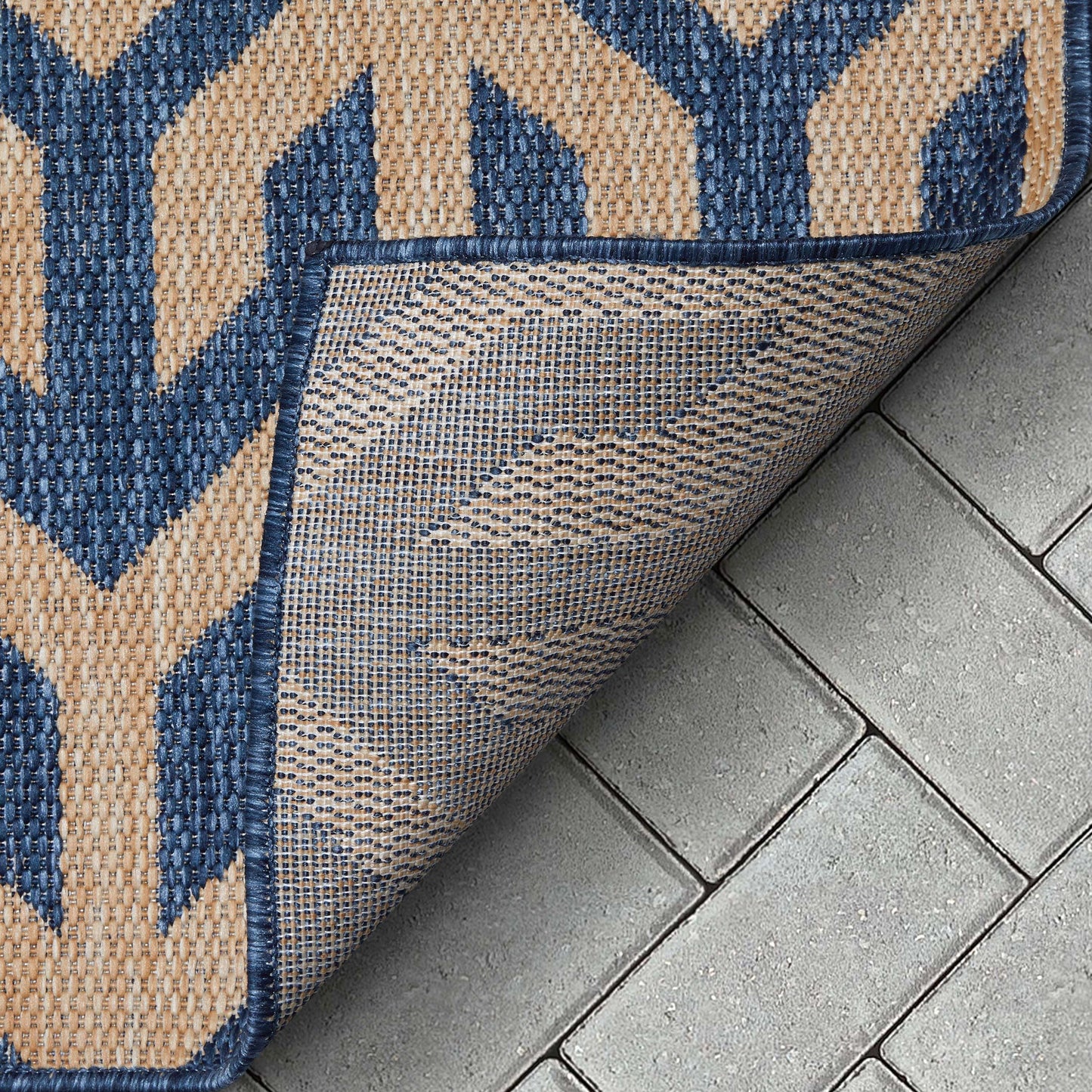 Atlantis Modern Stripes Indoor/Outdoor Blue Flat-Weave Rug MED-214