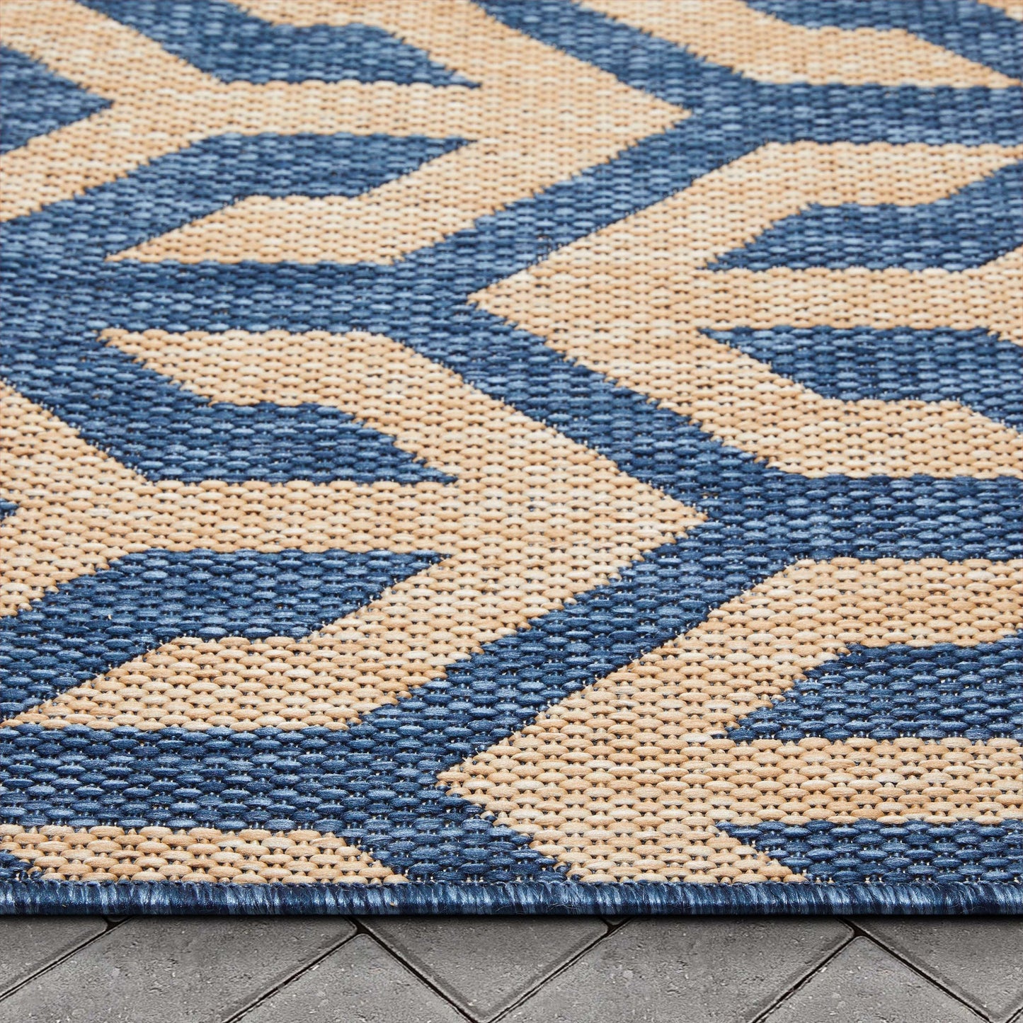 Atlantis Modern Stripes Indoor/Outdoor Blue Flat-Weave Rug MED-214
