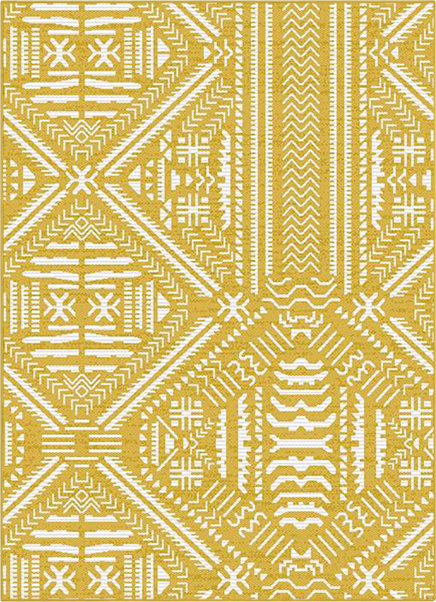 Khalo Tribal Indoor/Outdoor Yellow Flat-Weave Rug MED-221