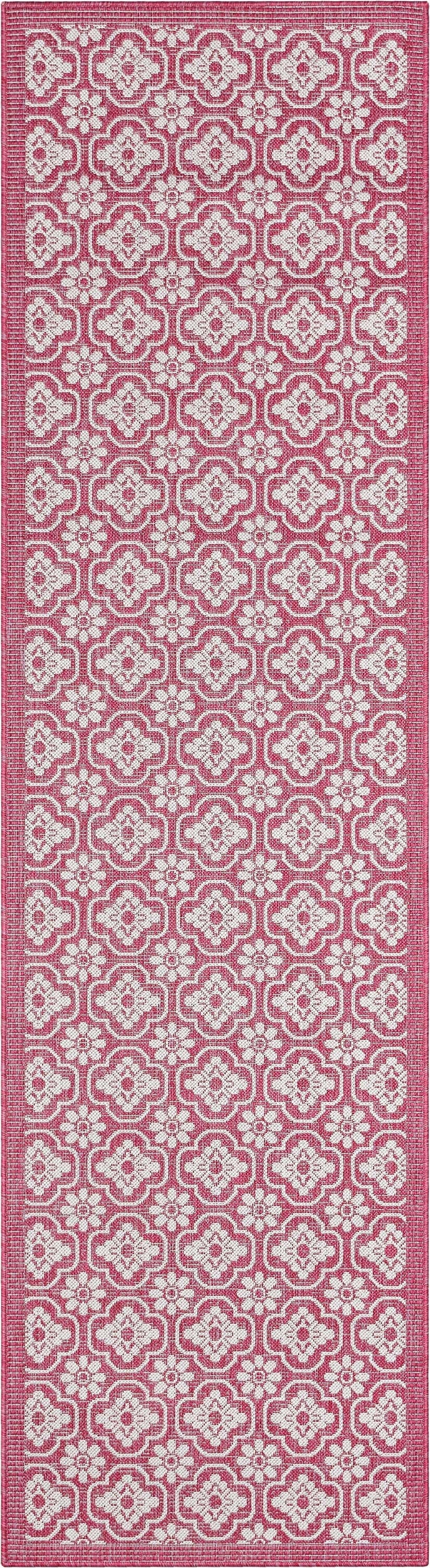 Manola Tribal Indoor/Outdoor Fuschia Flat-Weave Rug MED-239