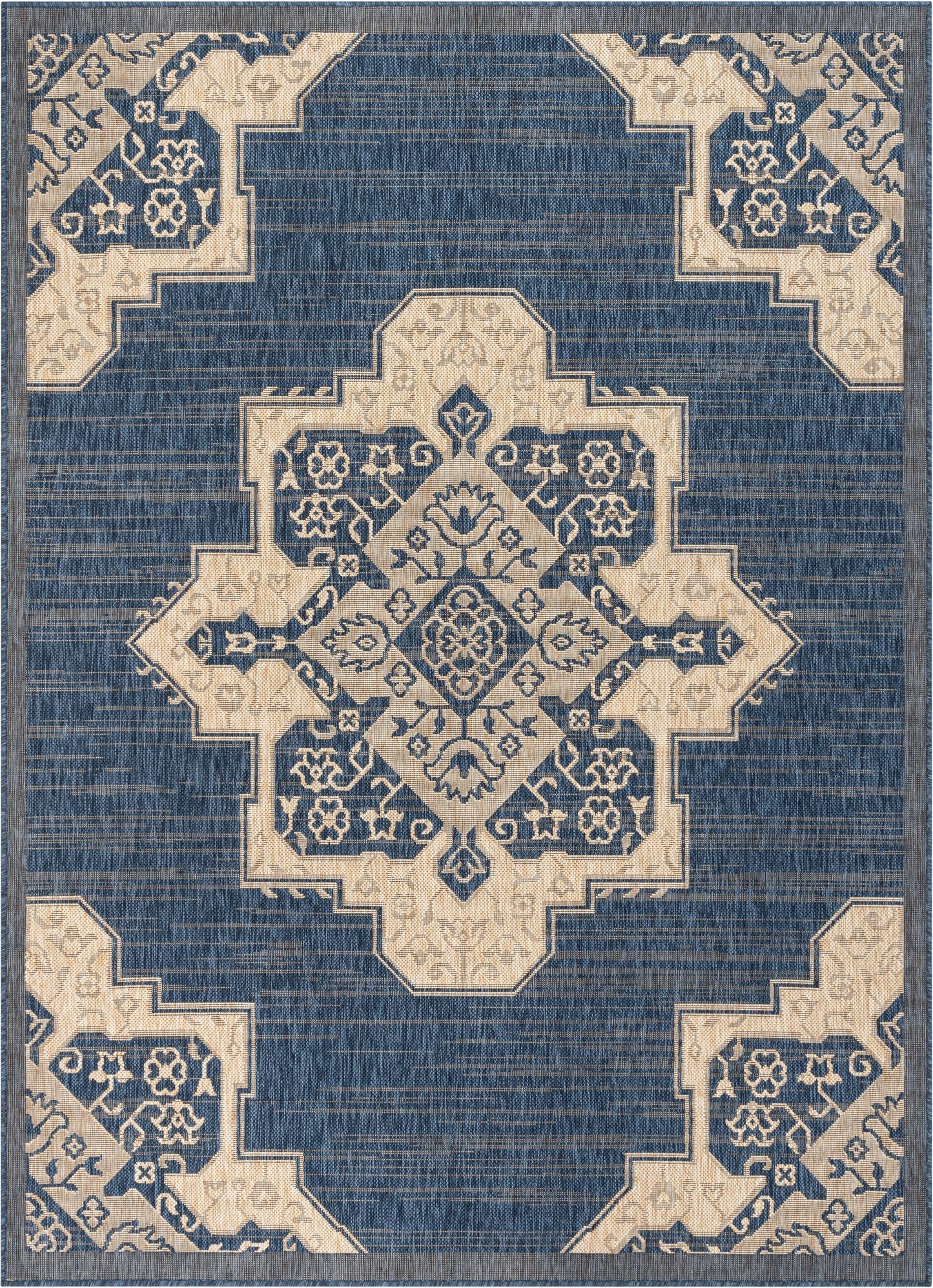 Bloome Medallion Indoor Outdoor Blue Flatweave Rug MED-24