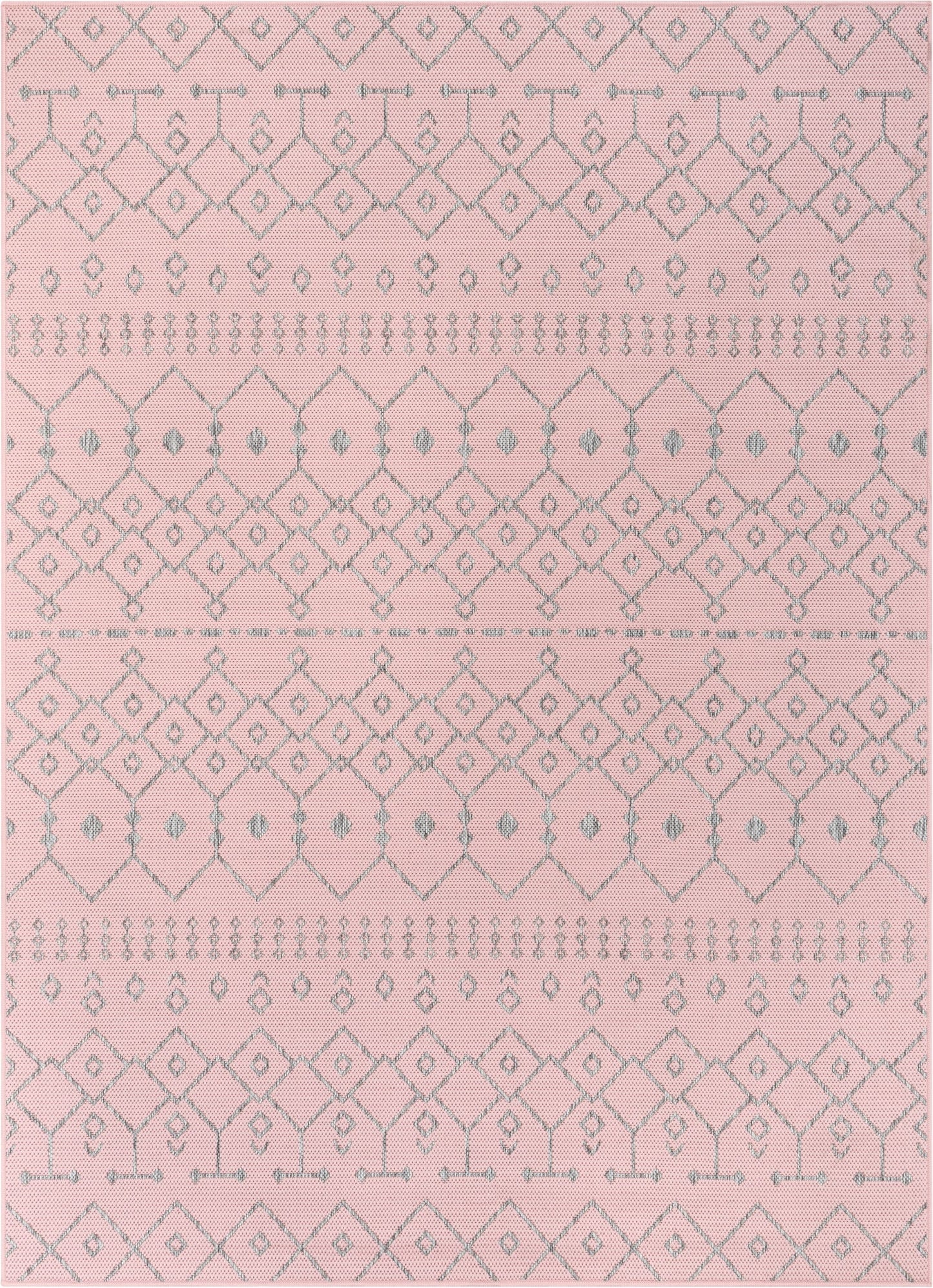 Nord Moroccan Tribal Indoor Outdoor Blush Flatweave Rug MED-59