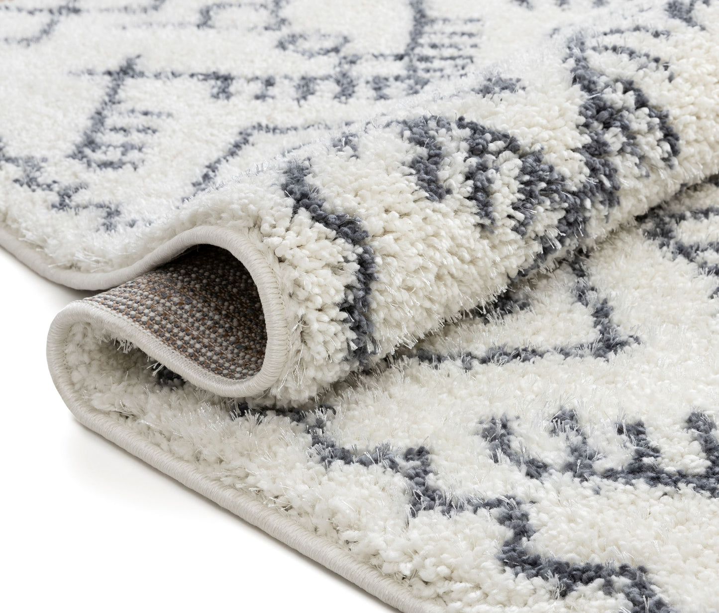 Chantico Moroccan Lattice Grey Shag Rug MEL-17