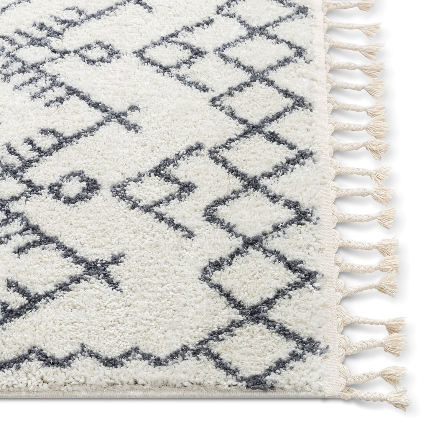 Chantico Moroccan Lattice Grey Shag Rug MEL-17