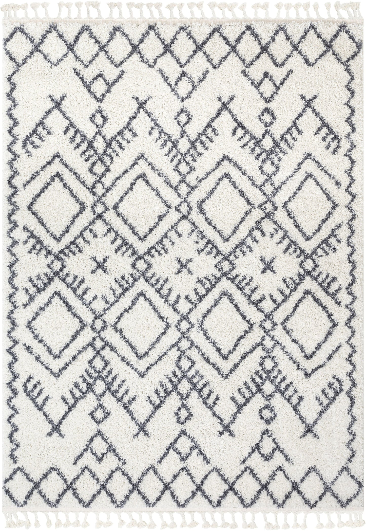 Chantico Moroccan Lattice Grey Shag Rug MEL-17