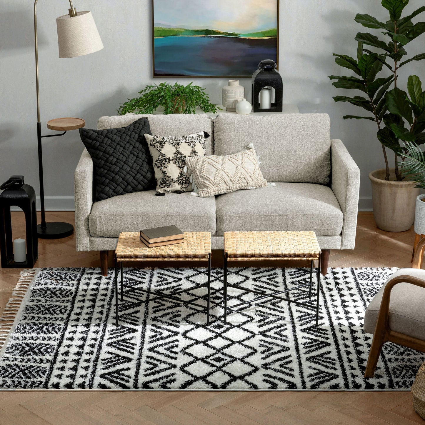 Tayanna Tribal Moroccan Ivory Shag Rug MEL-62