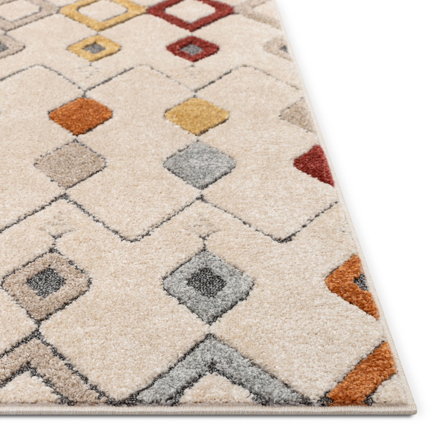 Baikal Bohemian Vintage Tribal Diamond Beige Rug MG-102