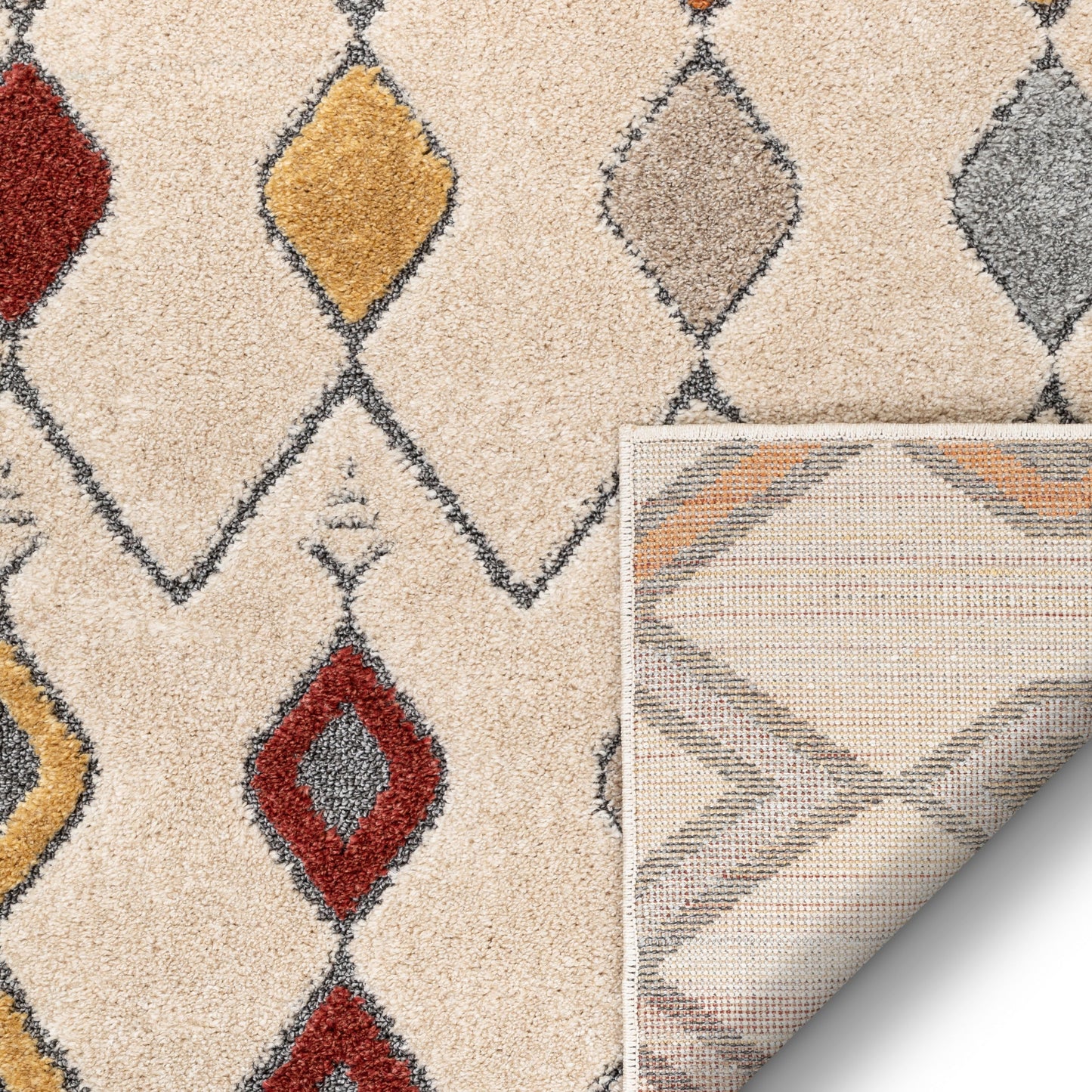 Baikal Bohemian Vintage Tribal Diamond Beige Rug MG-102