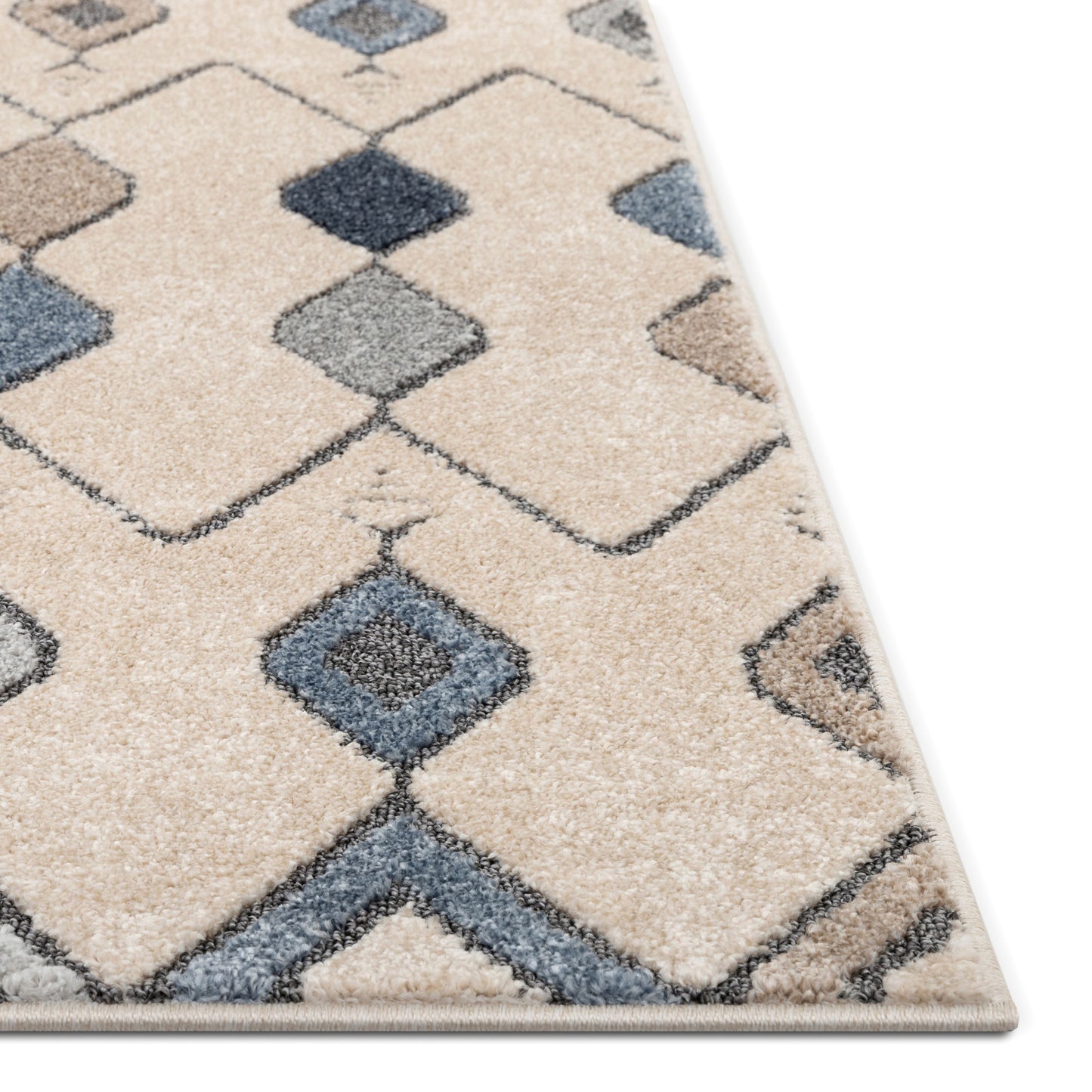 Baikal Bohemian Vintage Tribal Diamond Blue Rug MG-106