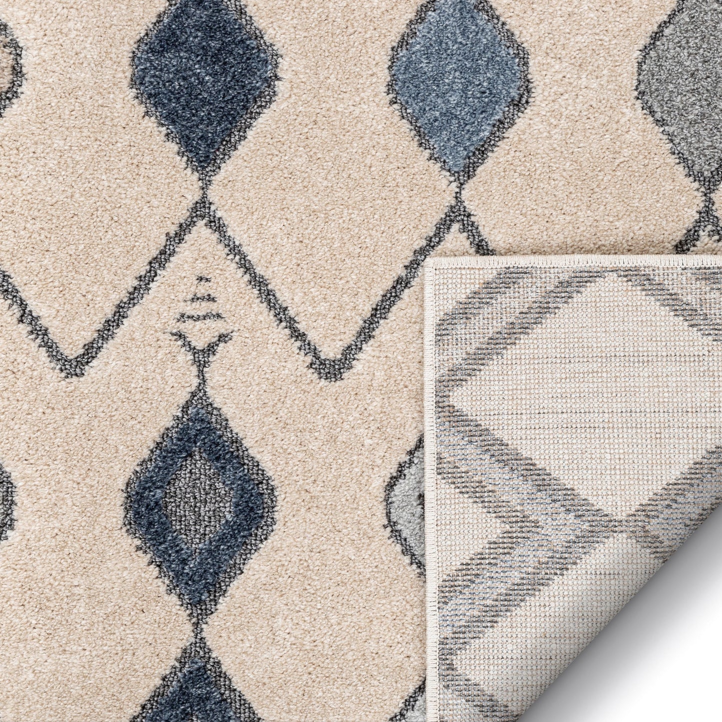 Baikal Bohemian Vintage Tribal Diamond Blue Rug MG-106