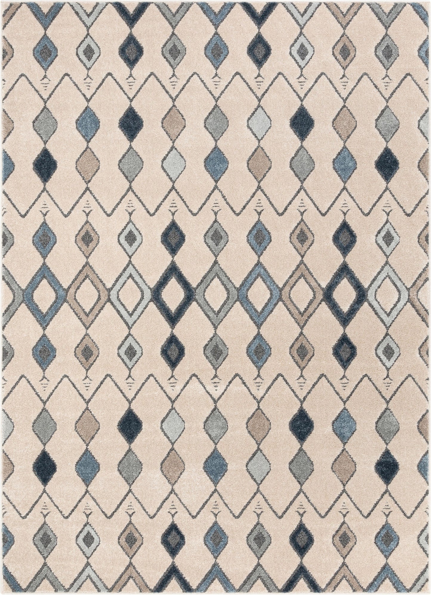 Baikal Bohemian Vintage Tribal Diamond Blue Rug MG-106