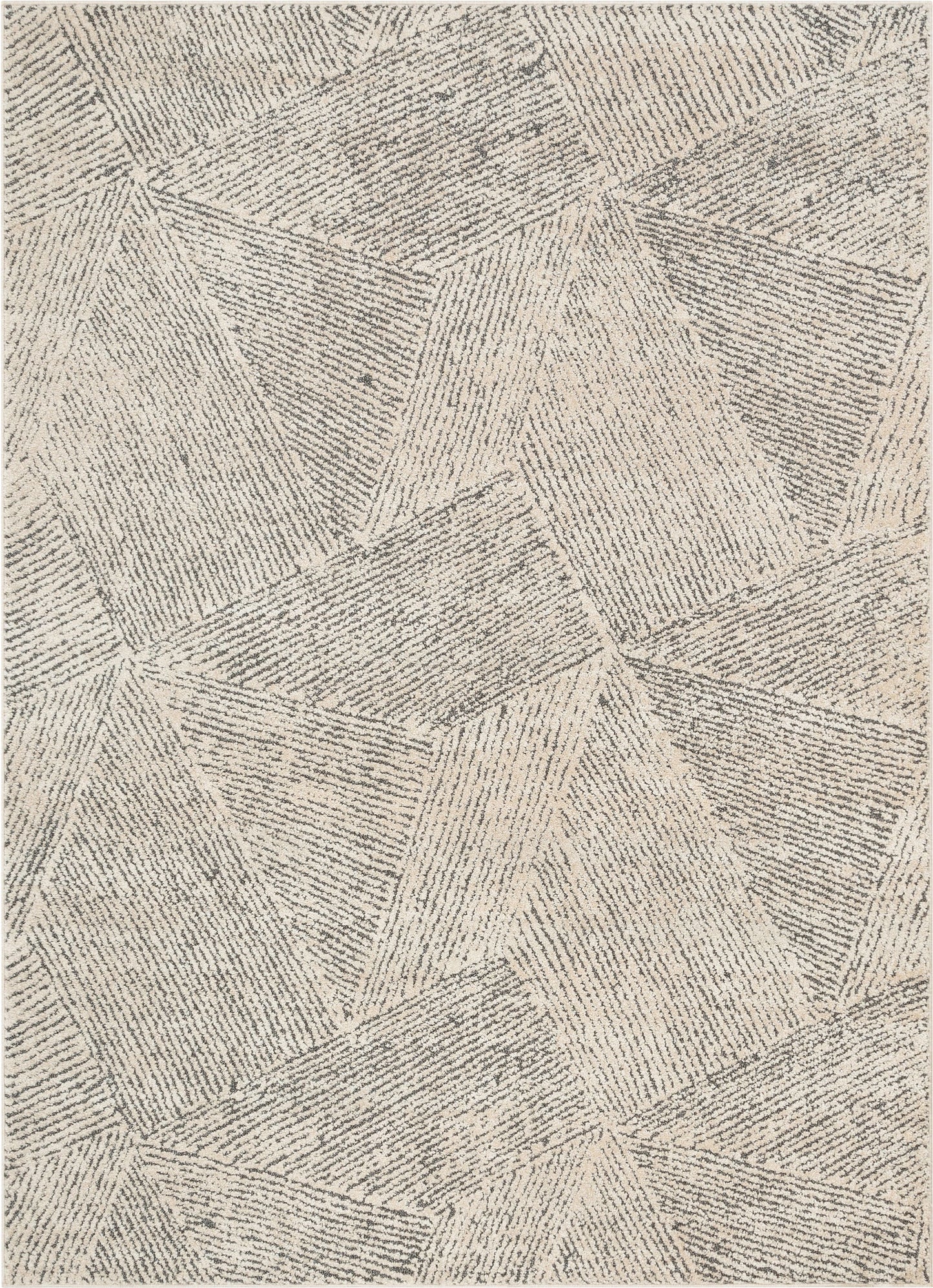 Enzo Tribal Geometric Lines Beige Distressed High-Low Rug MG-112