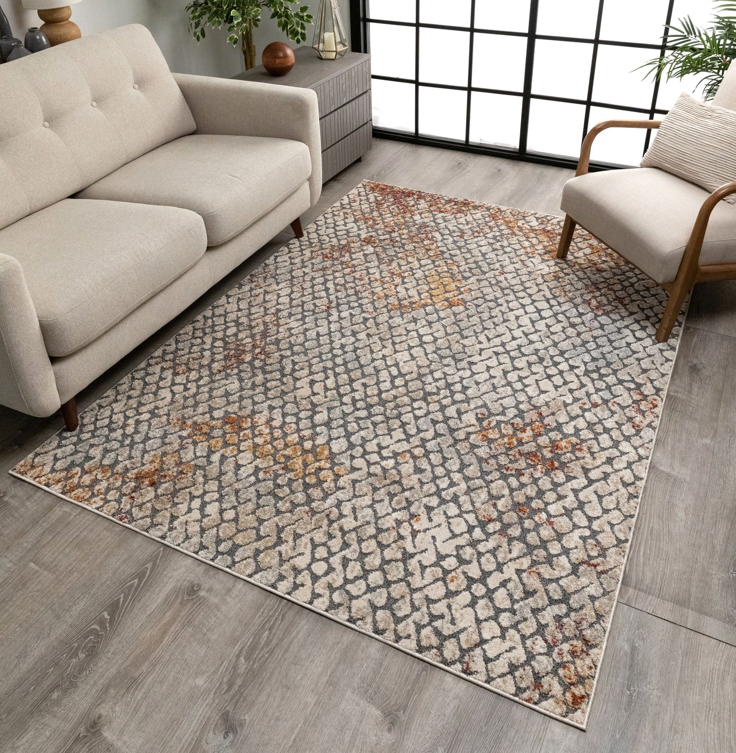 Lomond Bohemian Vintage Distressed Blue Rug MG-146
