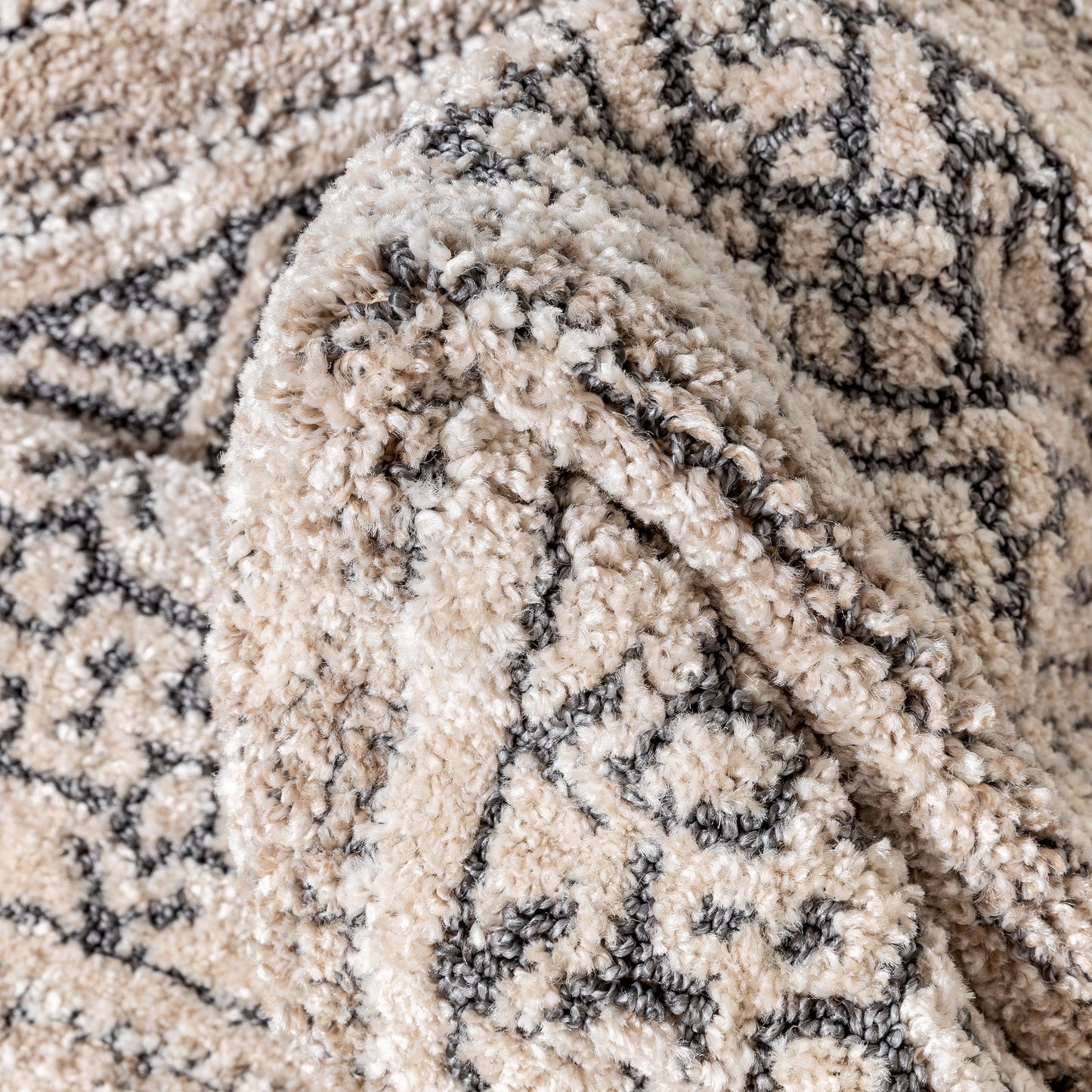 Fresco Tribal Geometric Beige Distressed High-Low Rug MG-202