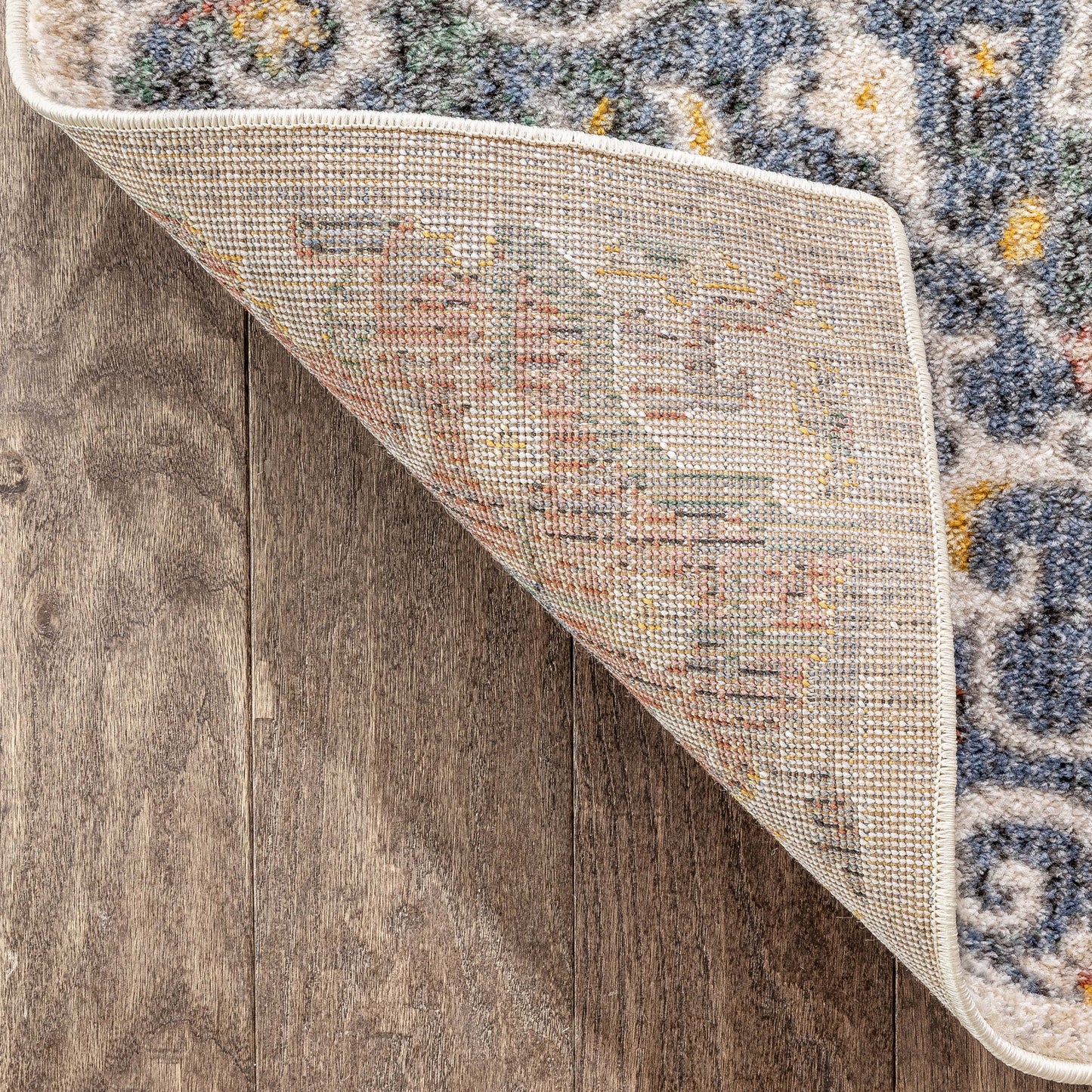 Nantes Vintage Bohemian Persian Oriental Medallion Beige Blue Rug MIR-12