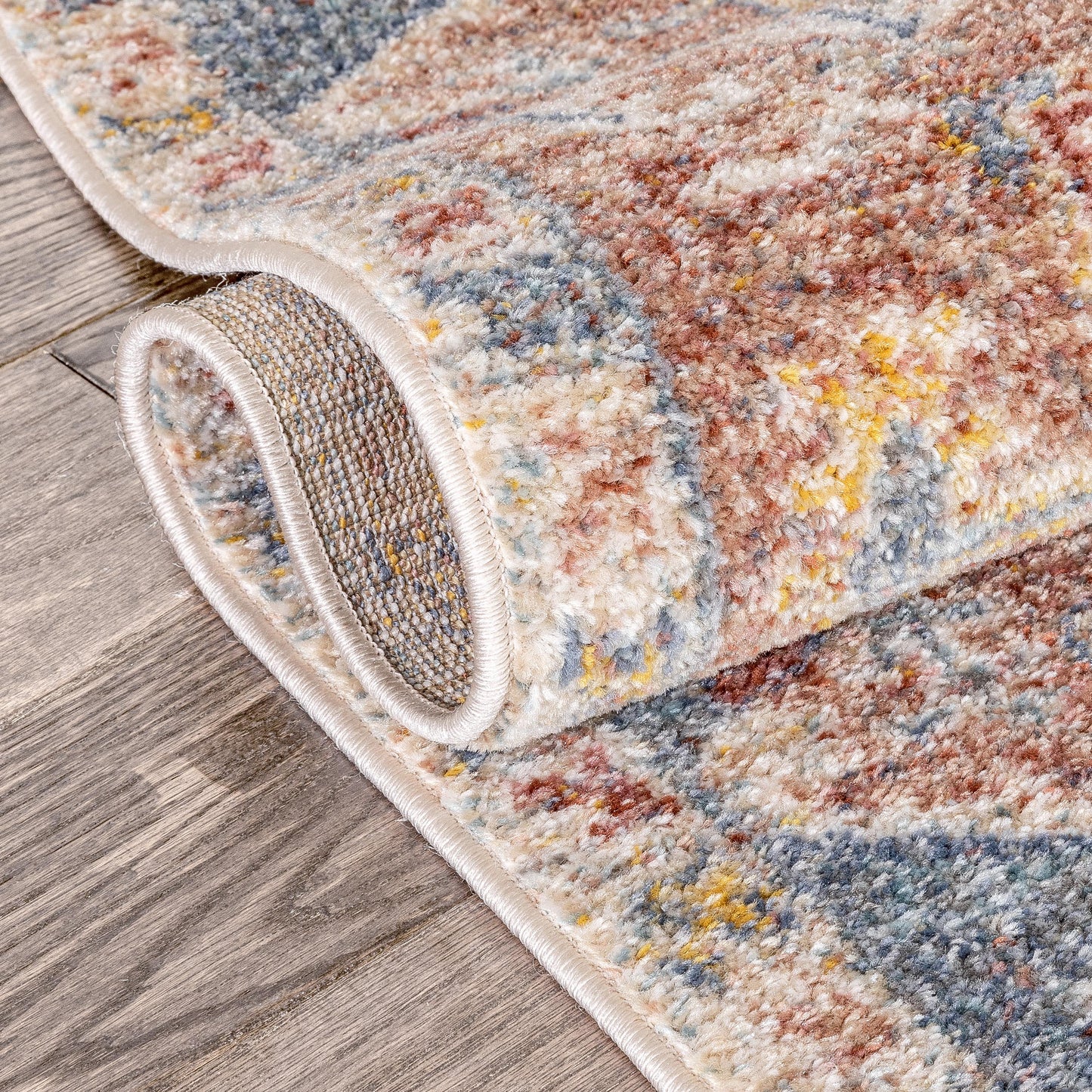 Amiens Vintage Bohemian Medallion Oriental Botanical Blue Red Rust Rug MIR-34