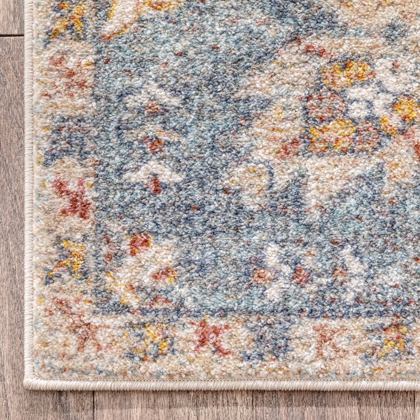 Amiens Vintage Bohemian Medallion Oriental Botanical Blue Red Rust Rug MIR-34