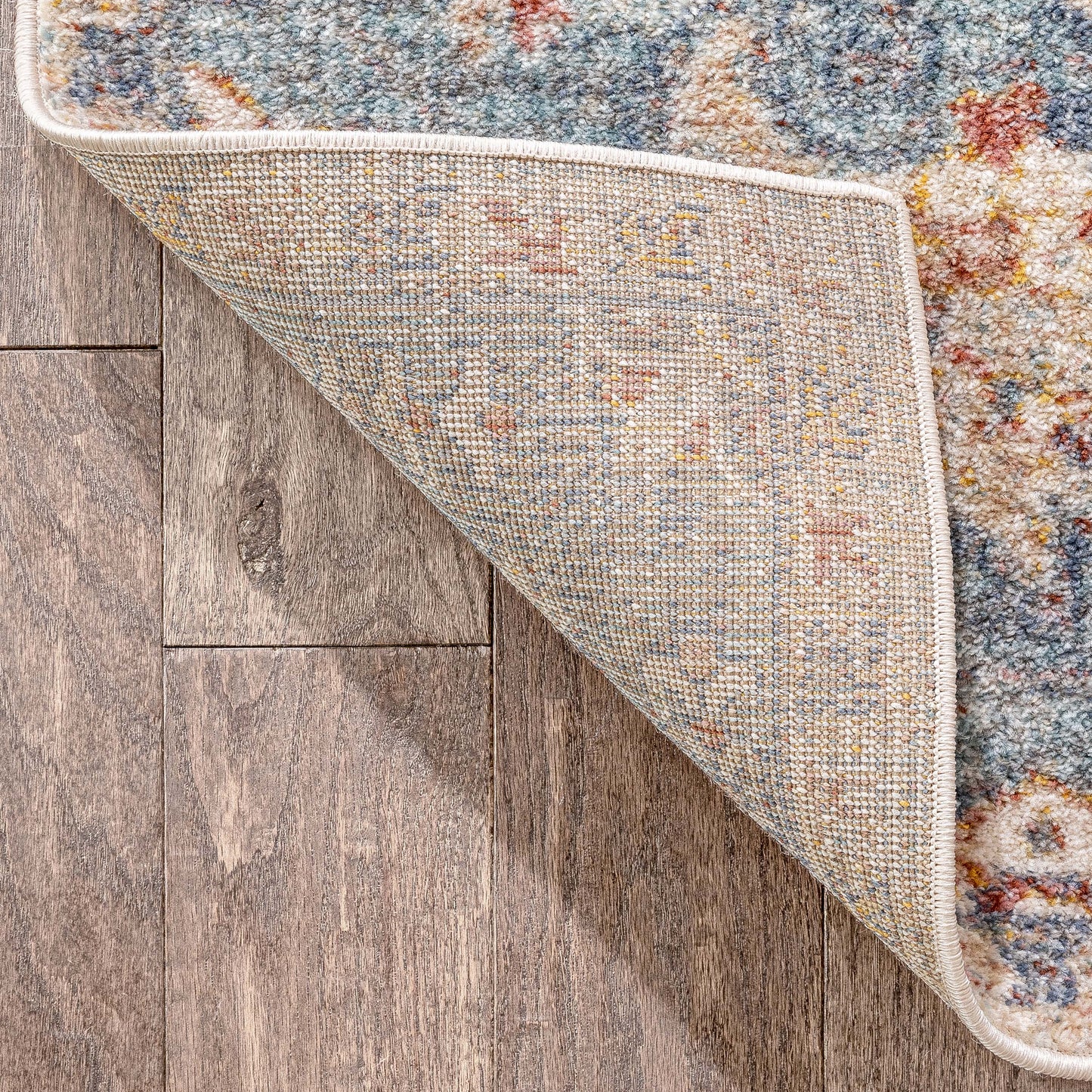 Amiens Vintage Bohemian Medallion Oriental Botanical Blue Red Rust Rug MIR-34