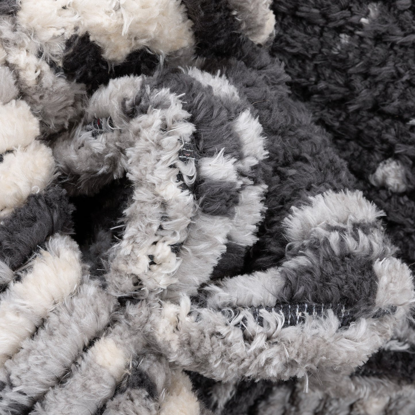 Tiva Tribal Geometric Stripes Grey High-Low Textured Pile Rug MYA-57