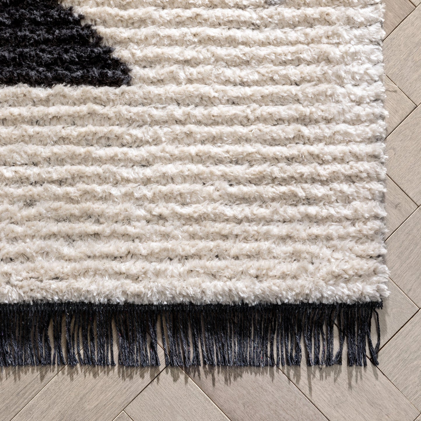 Etenia Tribal Abstract Pattern Grey High-Low Textured Pile Rug MYA-97