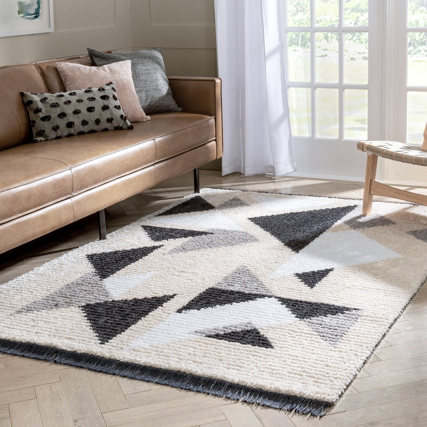 Etenia Tribal Abstract Pattern Grey High-Low Textured Pile Rug MYA-97