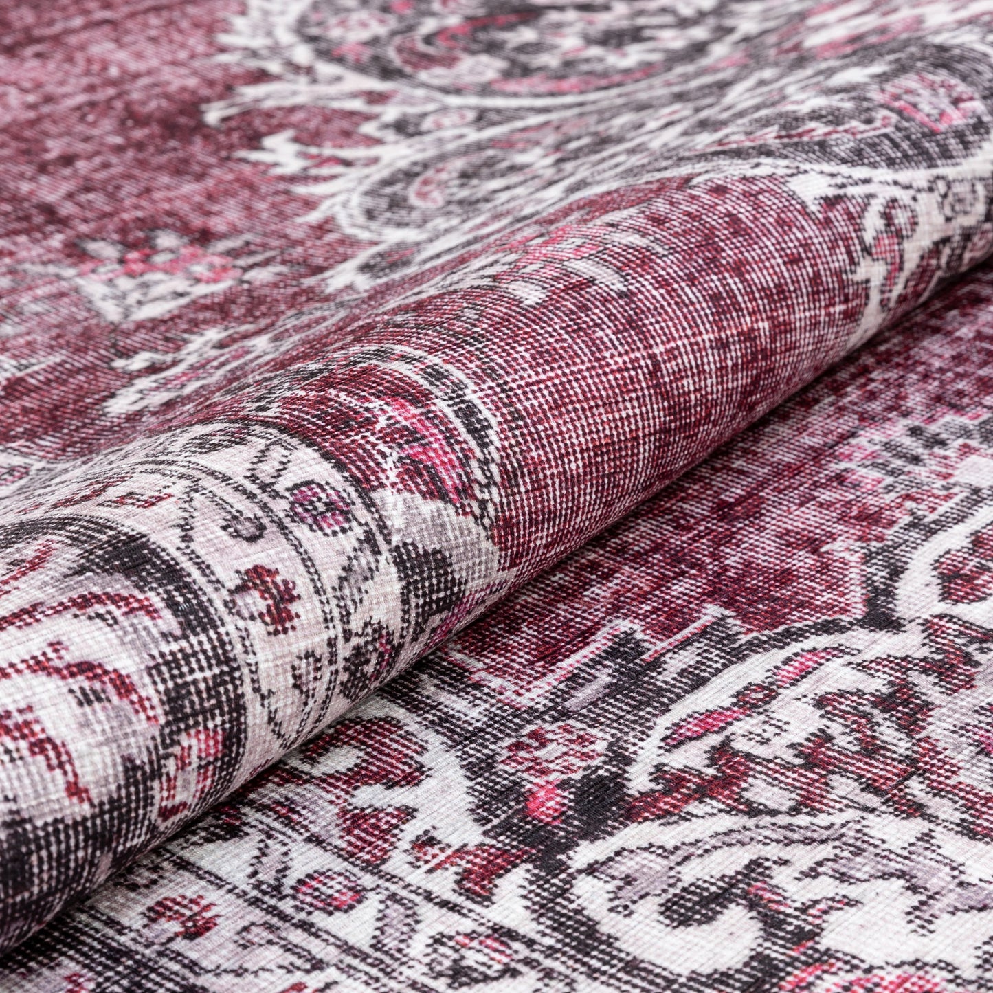 Tarifa Vintage Bohemian Medallion Red Machine Washable Rug NIL-00