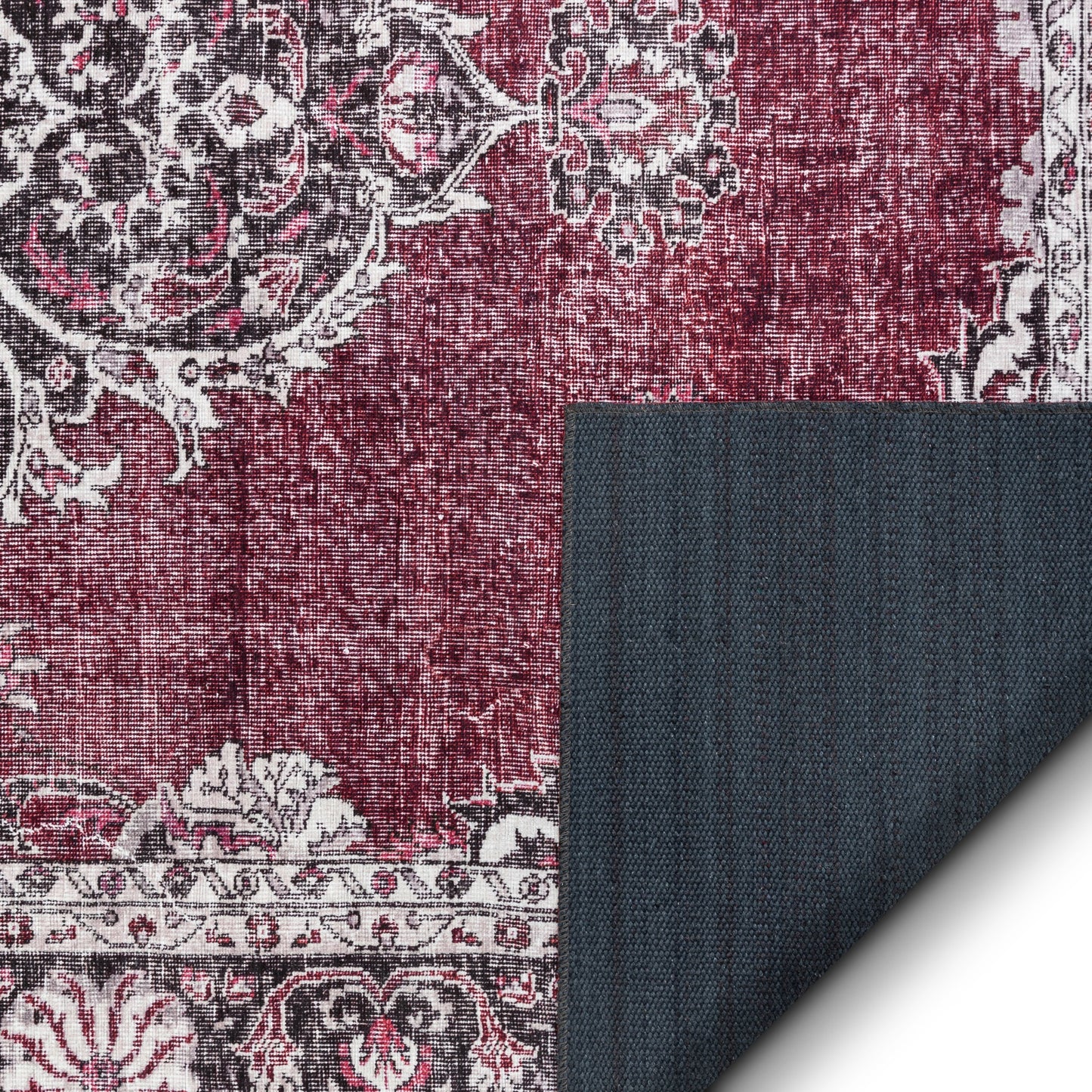 Tarifa Vintage Bohemian Medallion Red Machine Washable Rug NIL-00
