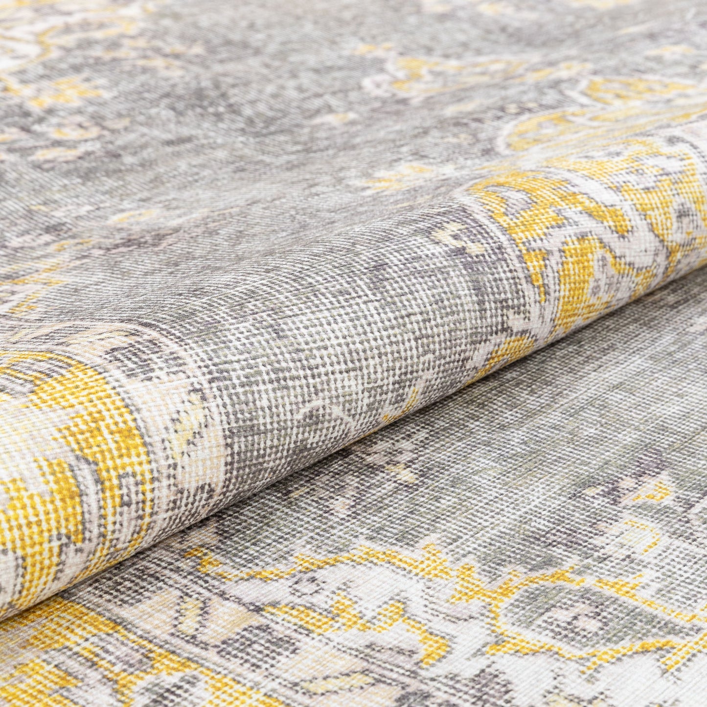 Tarifa Vintage Bohemian Medallion Yellow Machine Washable Rug NIL-01