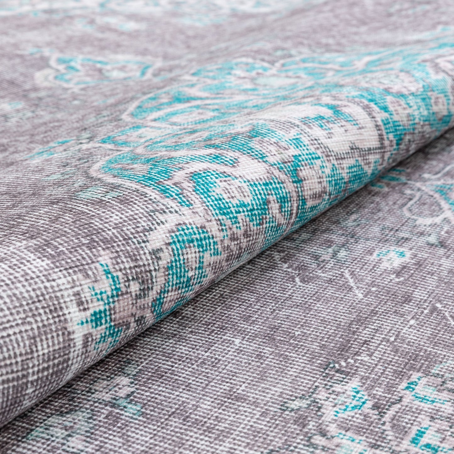 Tarifa Vintage Bohemian Medallion Light Blue Machine Washable Rug NIL-06