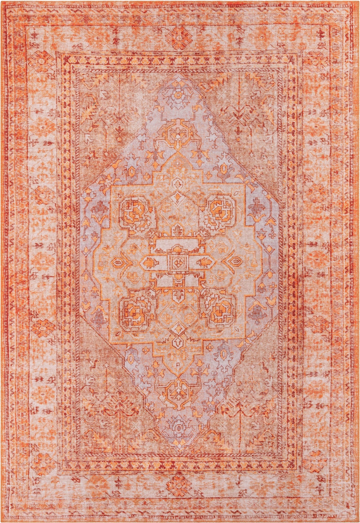 Gila Machine Washable Vintage Bohemian Medallion Oriental Rust Flat-Weave Distressed Rug NIL-11